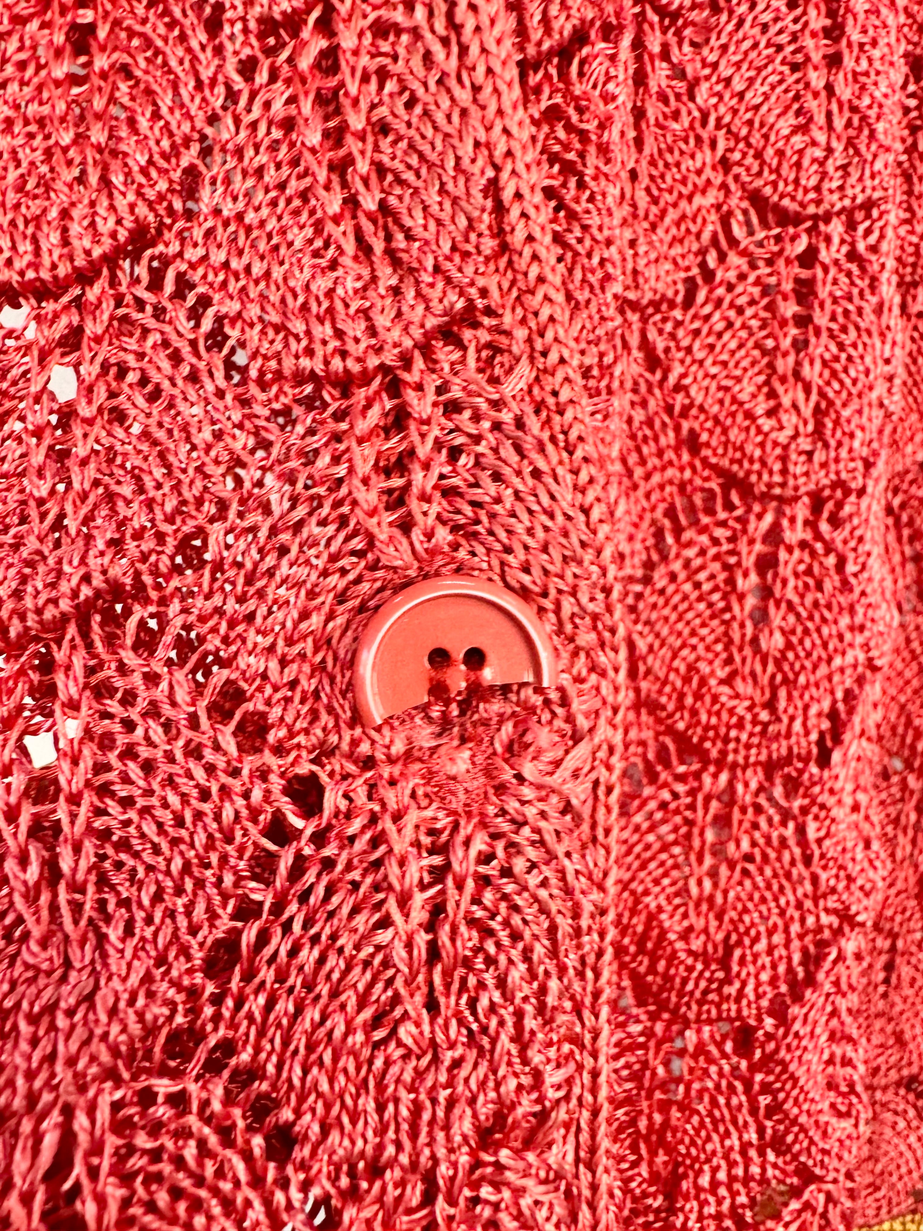 Missoni Dark Coral Scallop Pattern Knit Shirt Sleeve Button Up - AU10/12