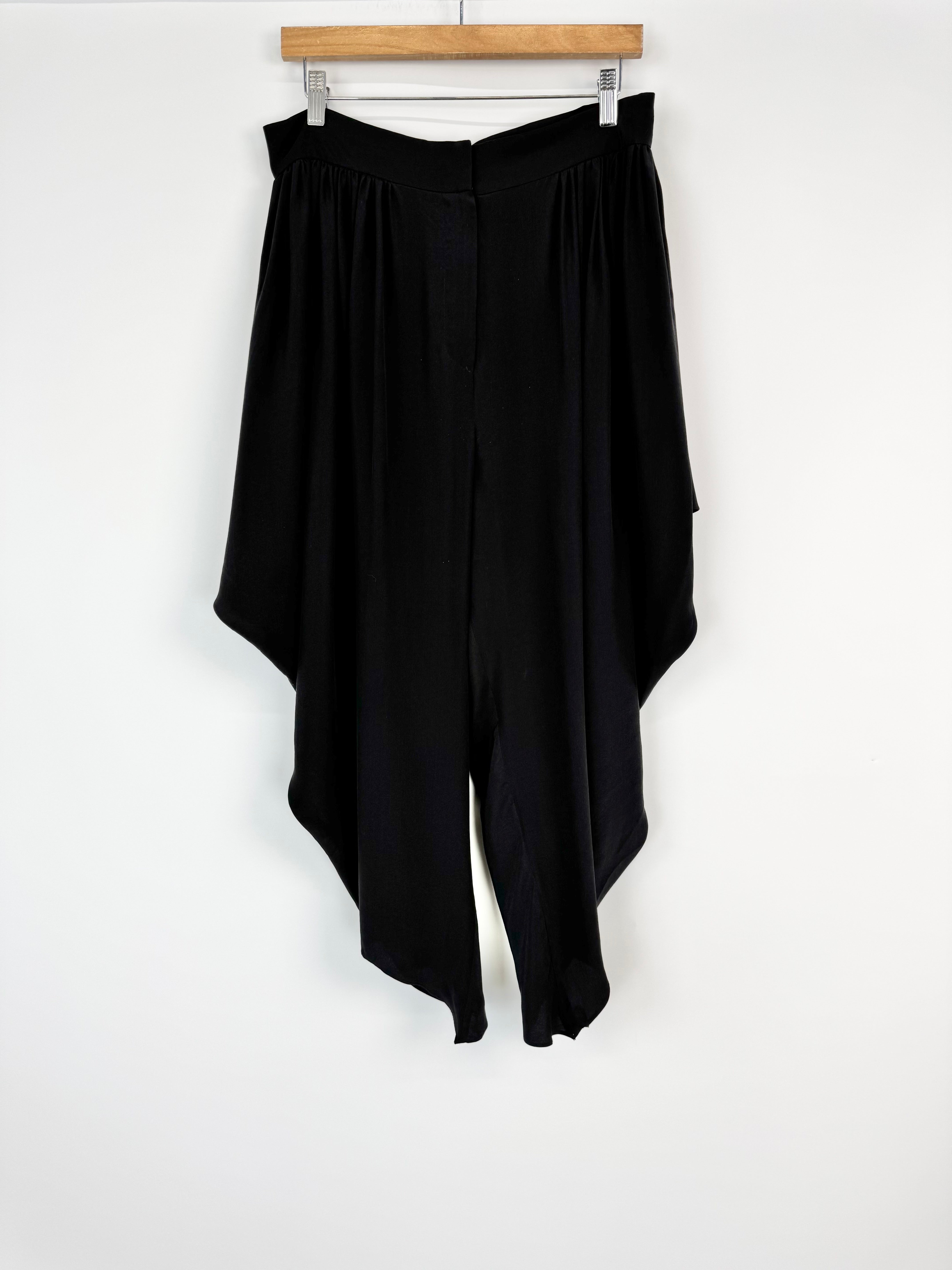 Carla Zampatti Black Silk Wide Waist Slacks - AU12