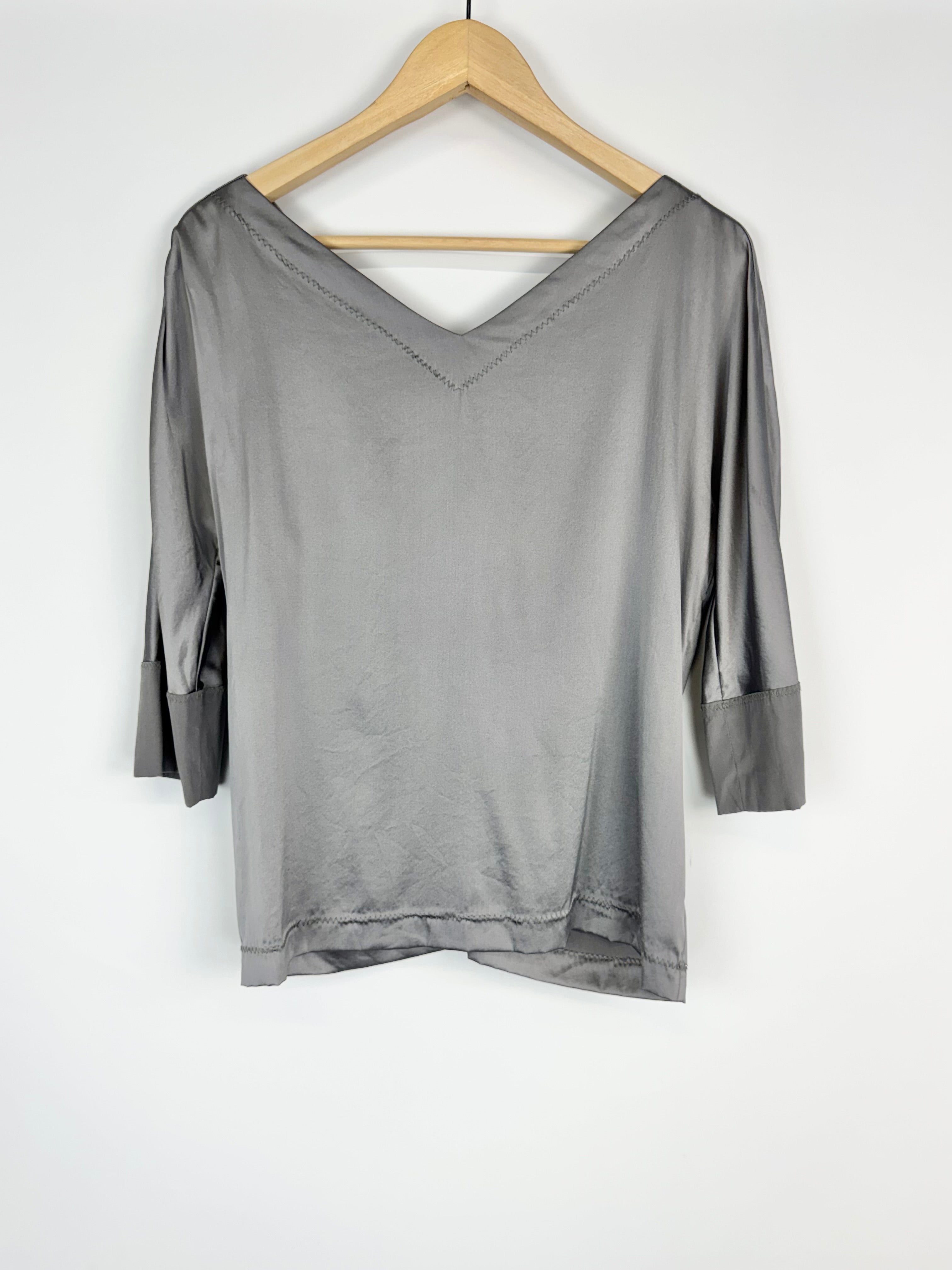 Easton Pearson Cloud Grey Silk Blouse - AU14