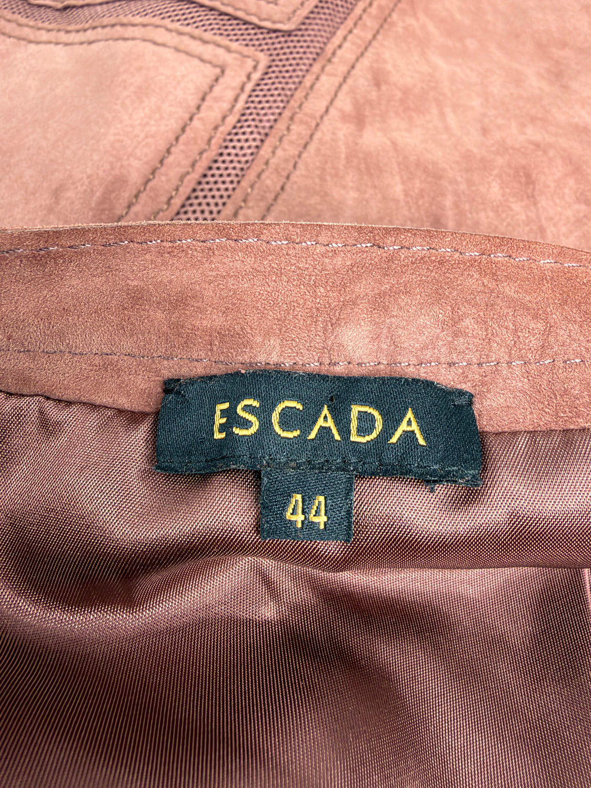 Escada Rosy Brown Suede & Mesh Panel Skirt - AU12