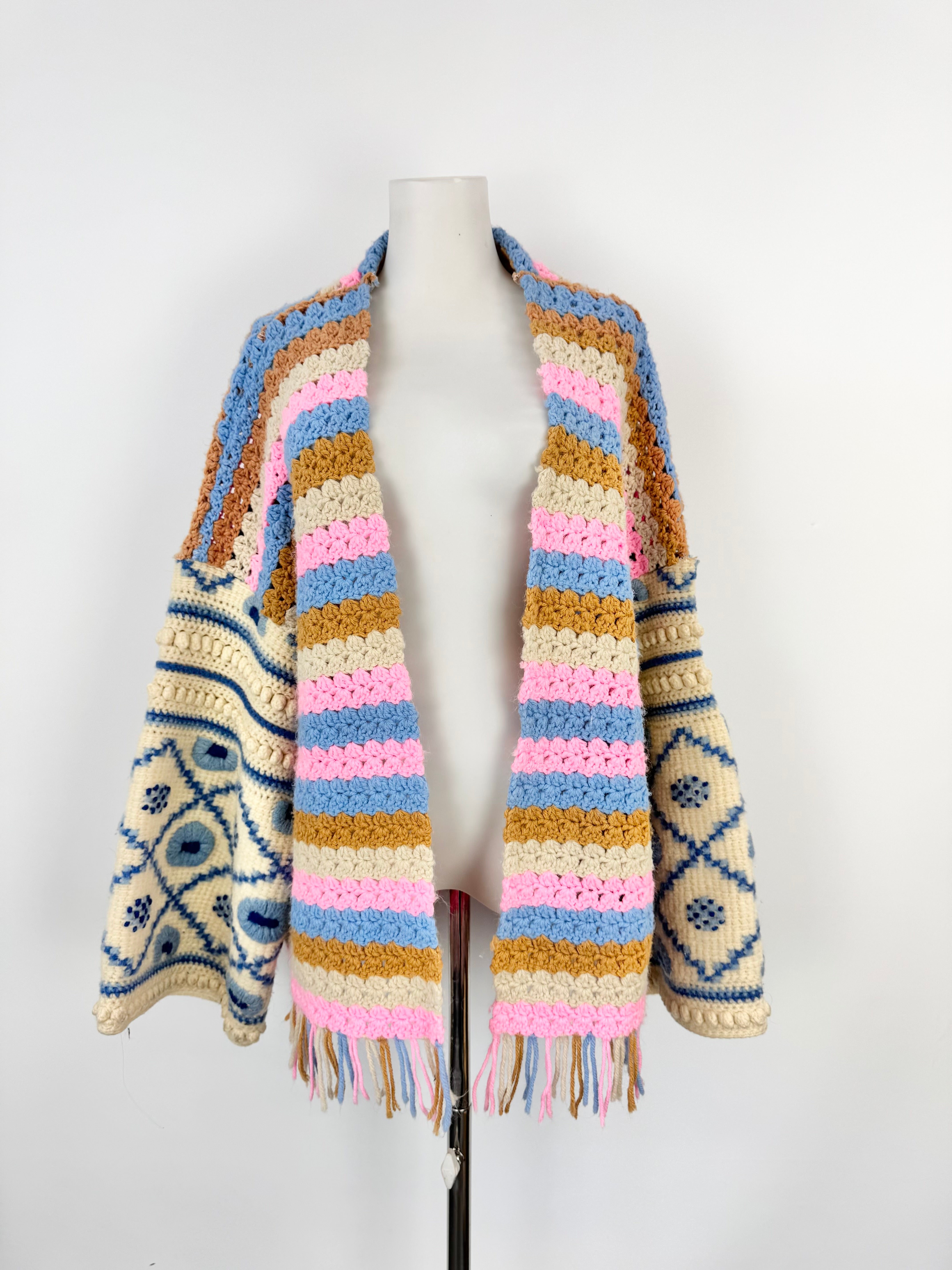 Honeybea Handmade Multicolour Trumpet Sleeve Cardigan - Free Size