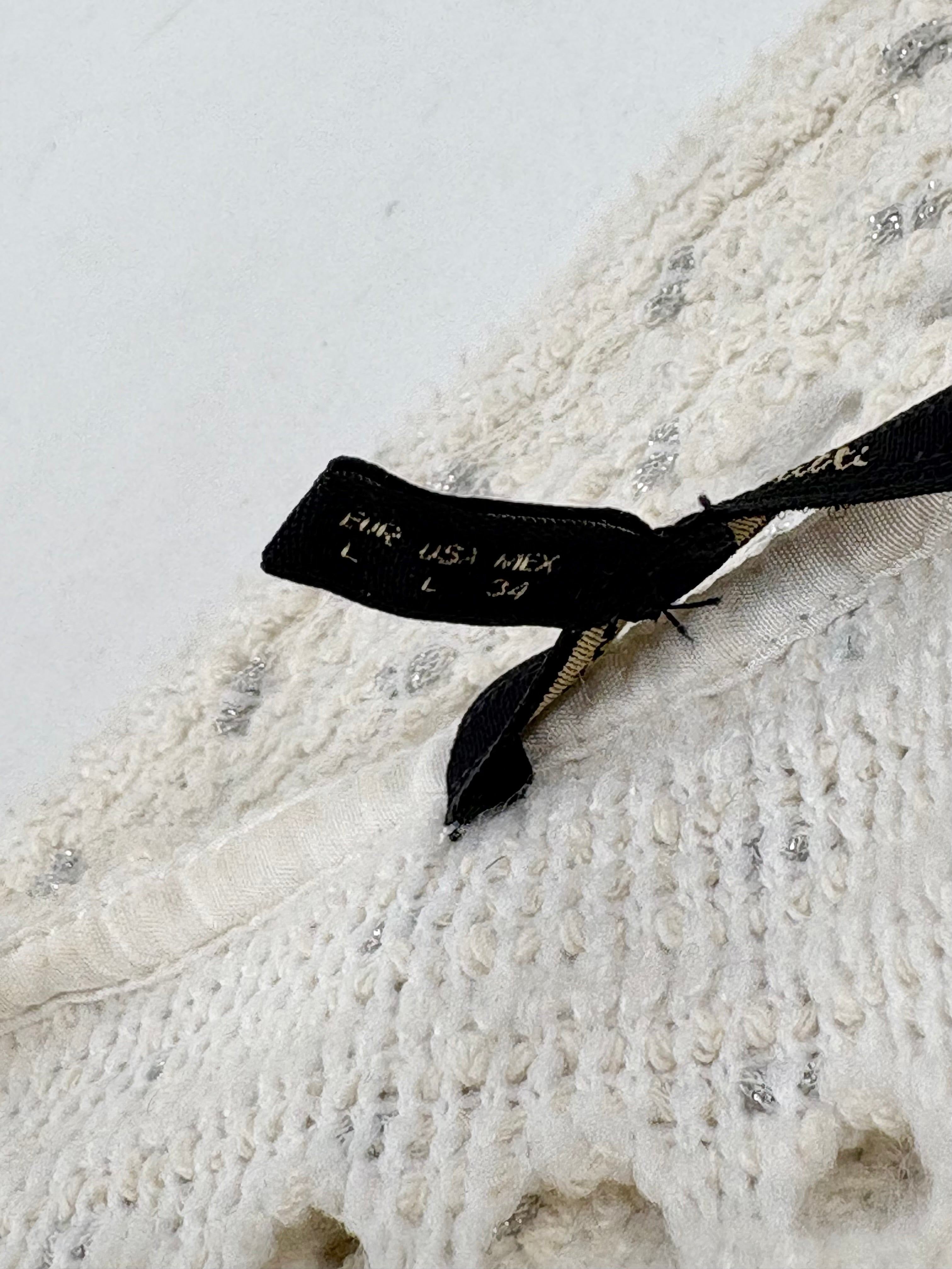 Massimo Dutti Cream & Silver Sparkly Crochet Knit Sweater - AU12