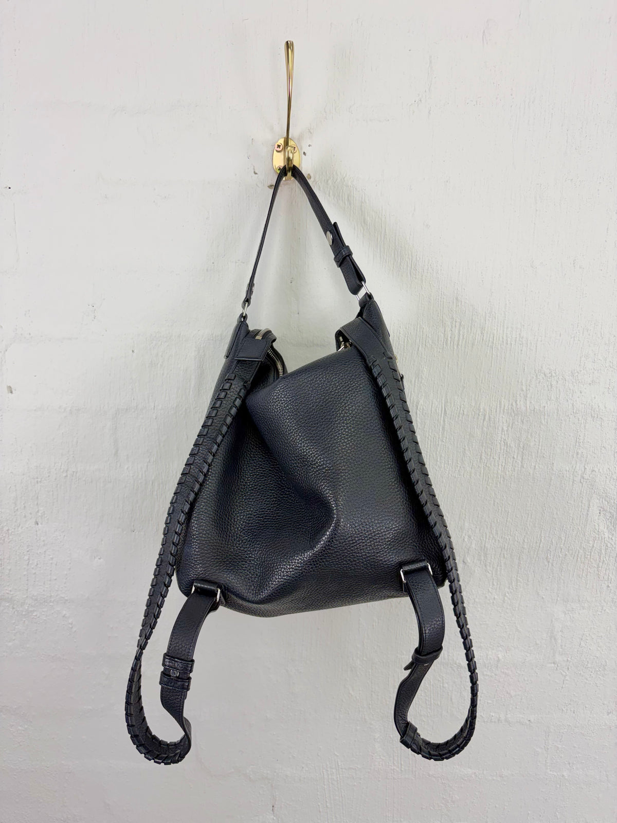 All Saints Black 'Kita' Convertible Leather Backpack
