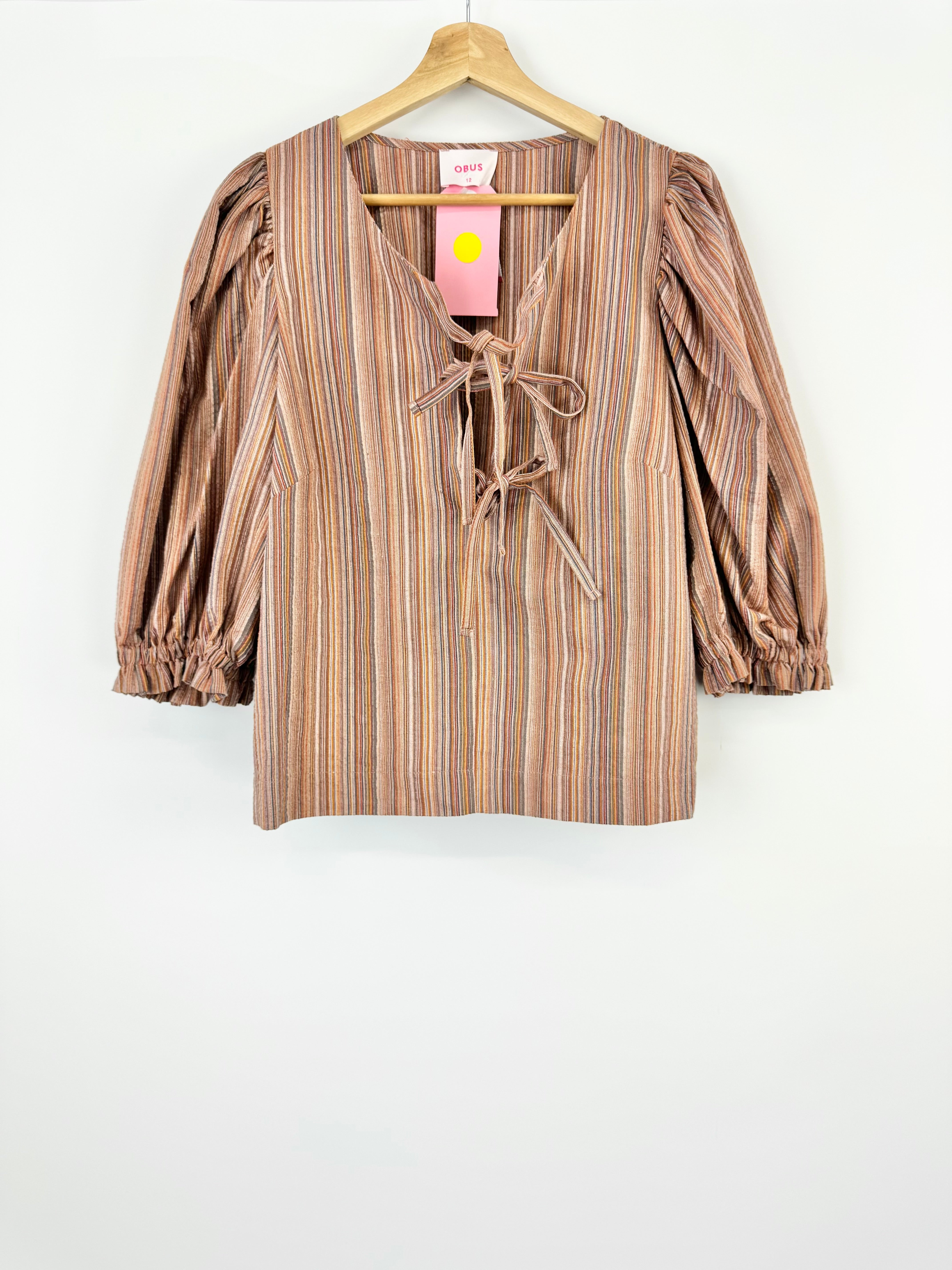 OBUS STRIPED TOP WITH PUFF SLEEVES - AU12
