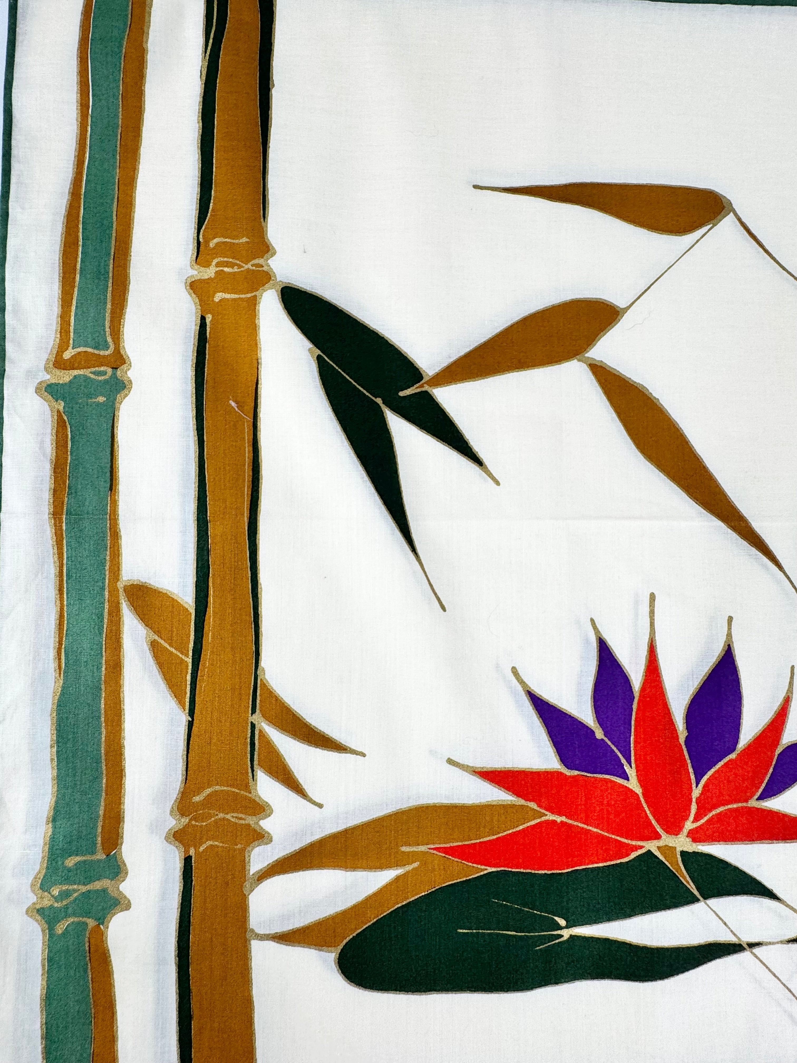 Jim Thompson Cream Bamboo Patterned Handkerchiefs