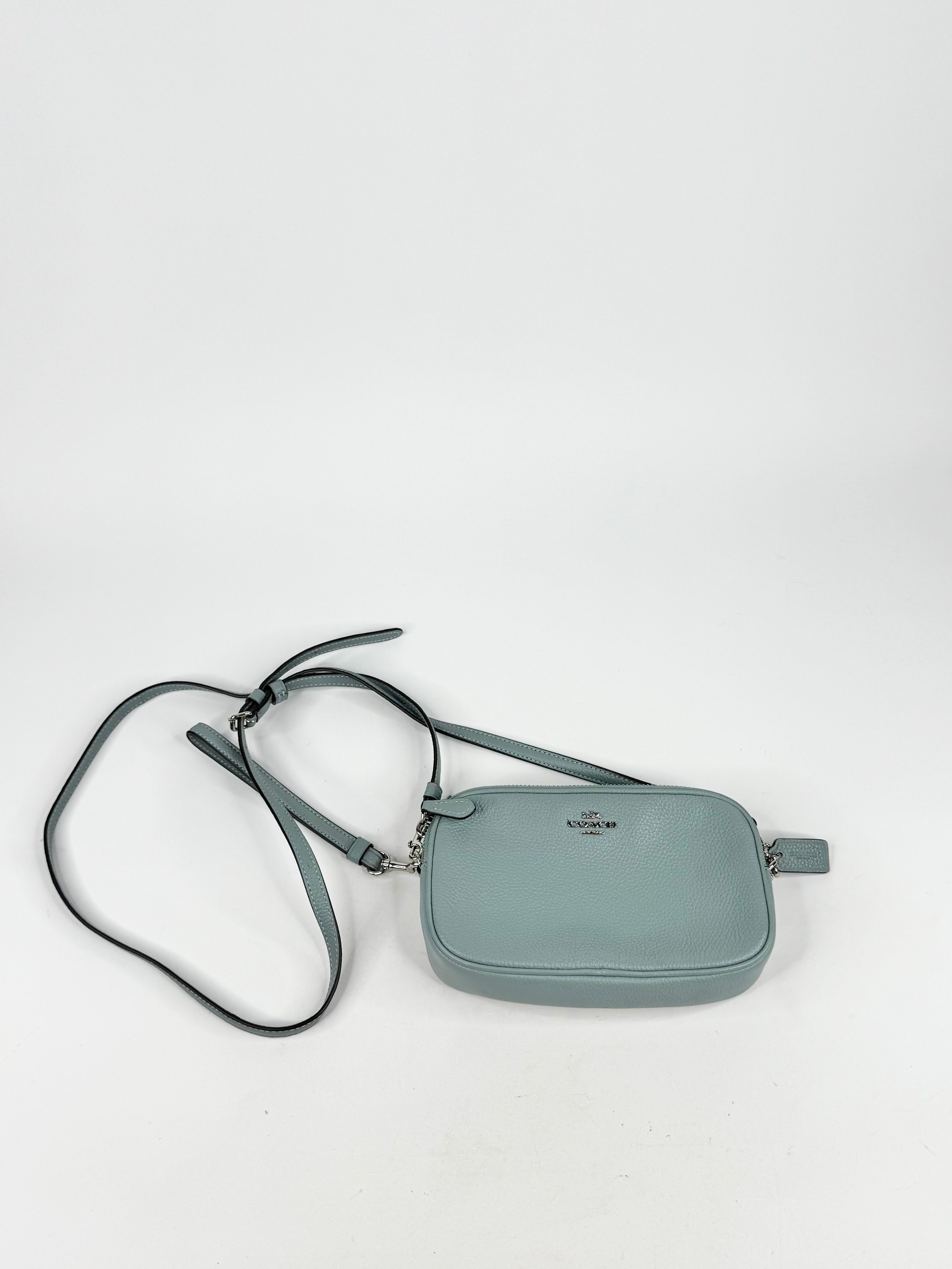 Coach 'Sadie' Blue Pebbled Leather Crossbody Clutch