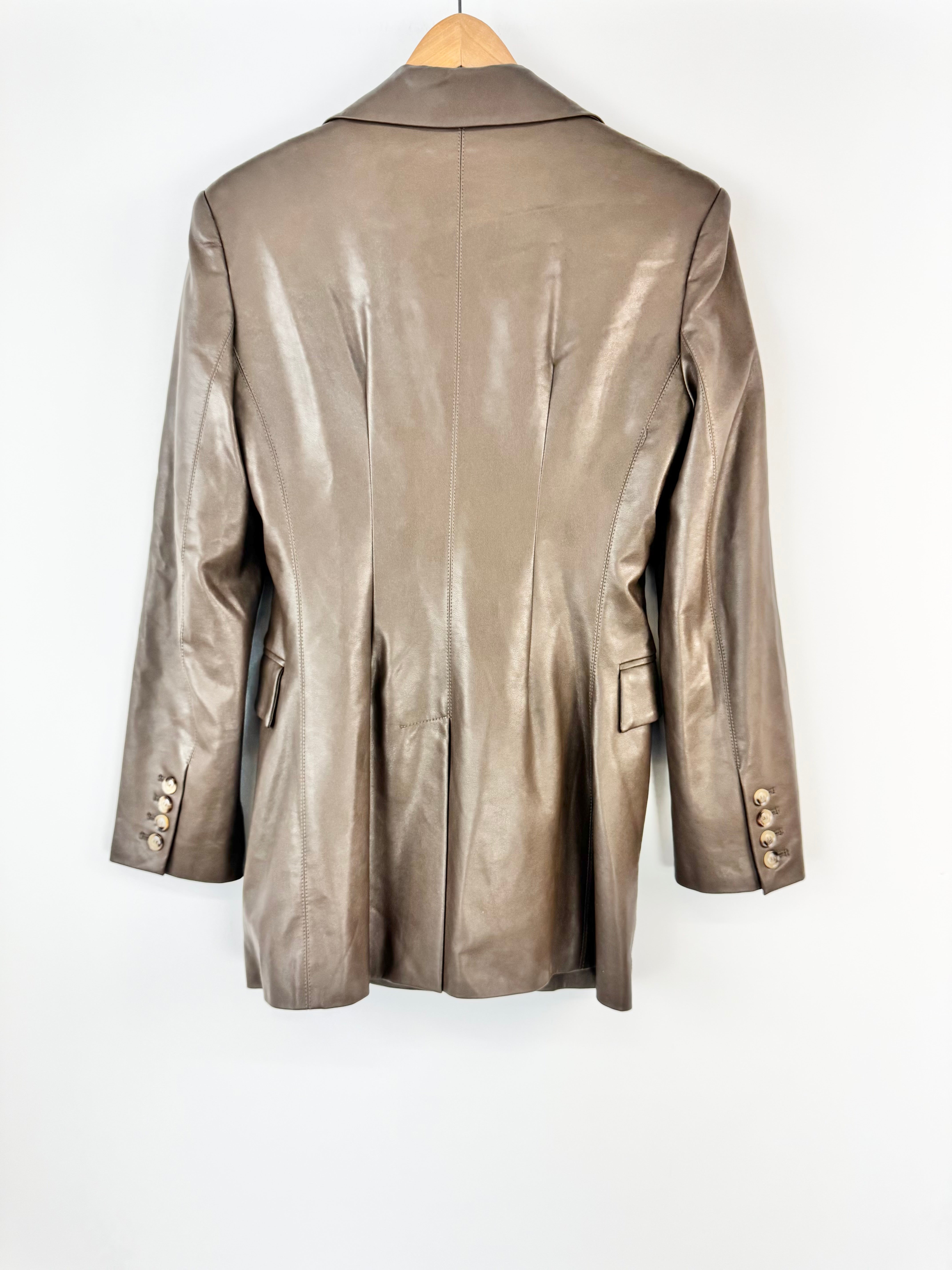 Nanushka Coffee Brown Vegan Leather Jacket - AU10
