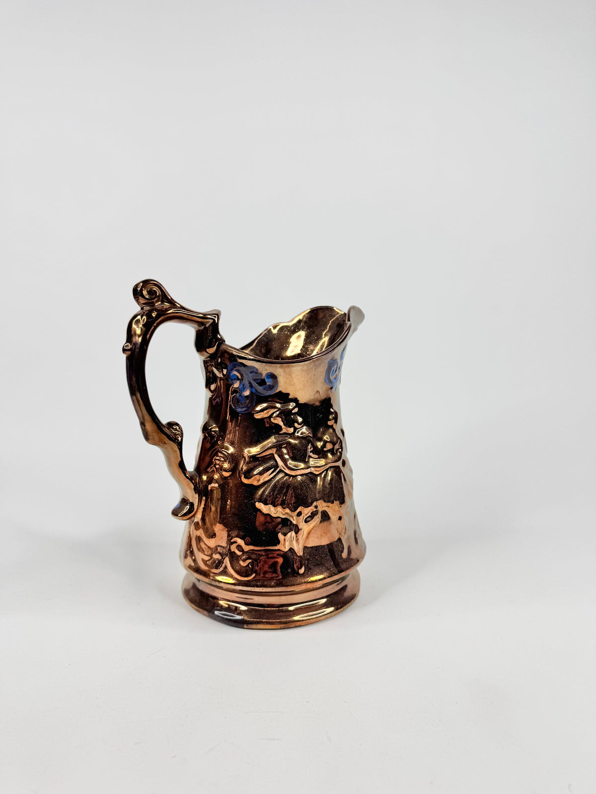 Vintage Copper Lustre Pitcher With Dancing Ballerinas