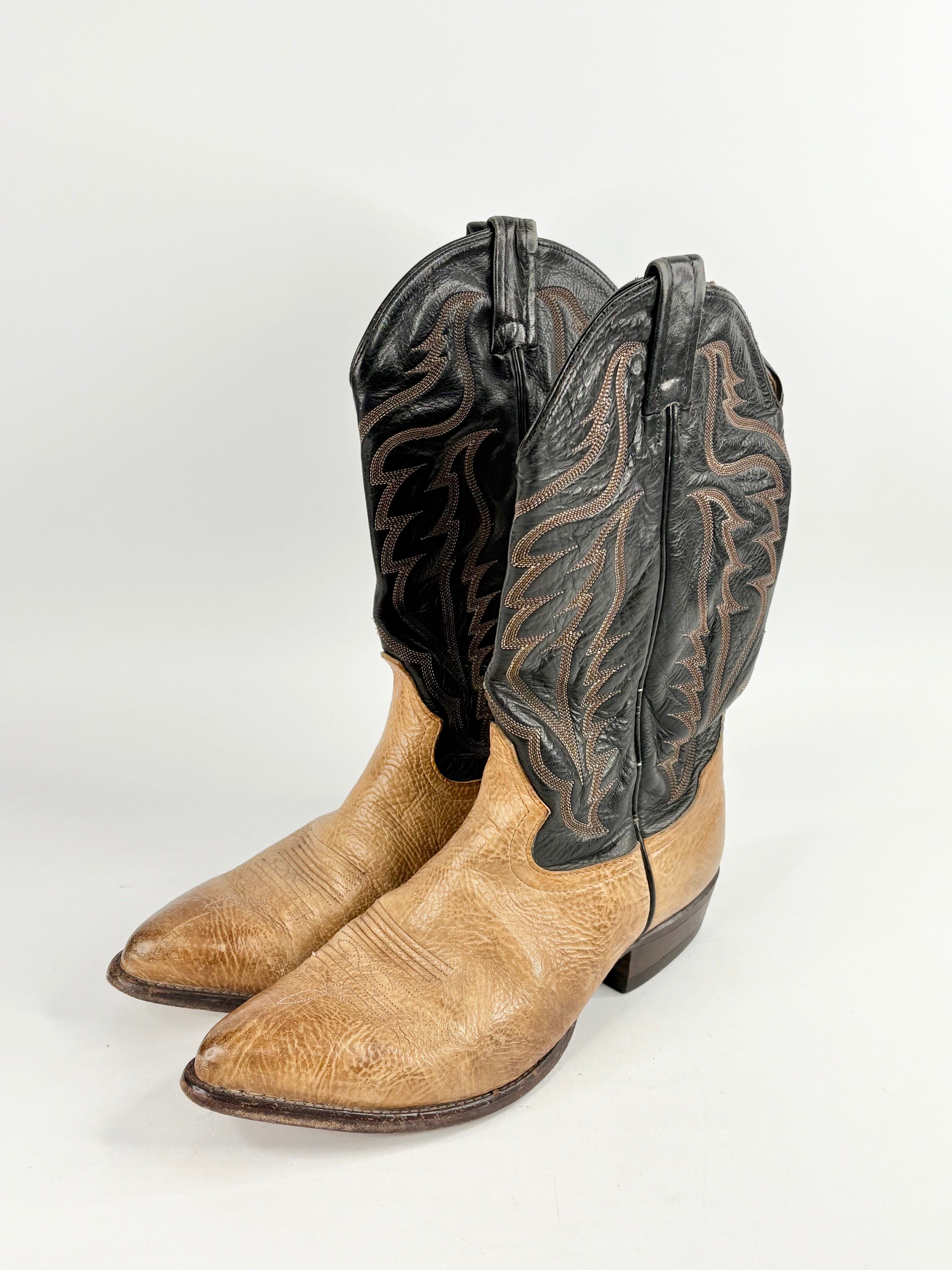 Tony Lama Black & Chestnut Cowboy Boots - EU40