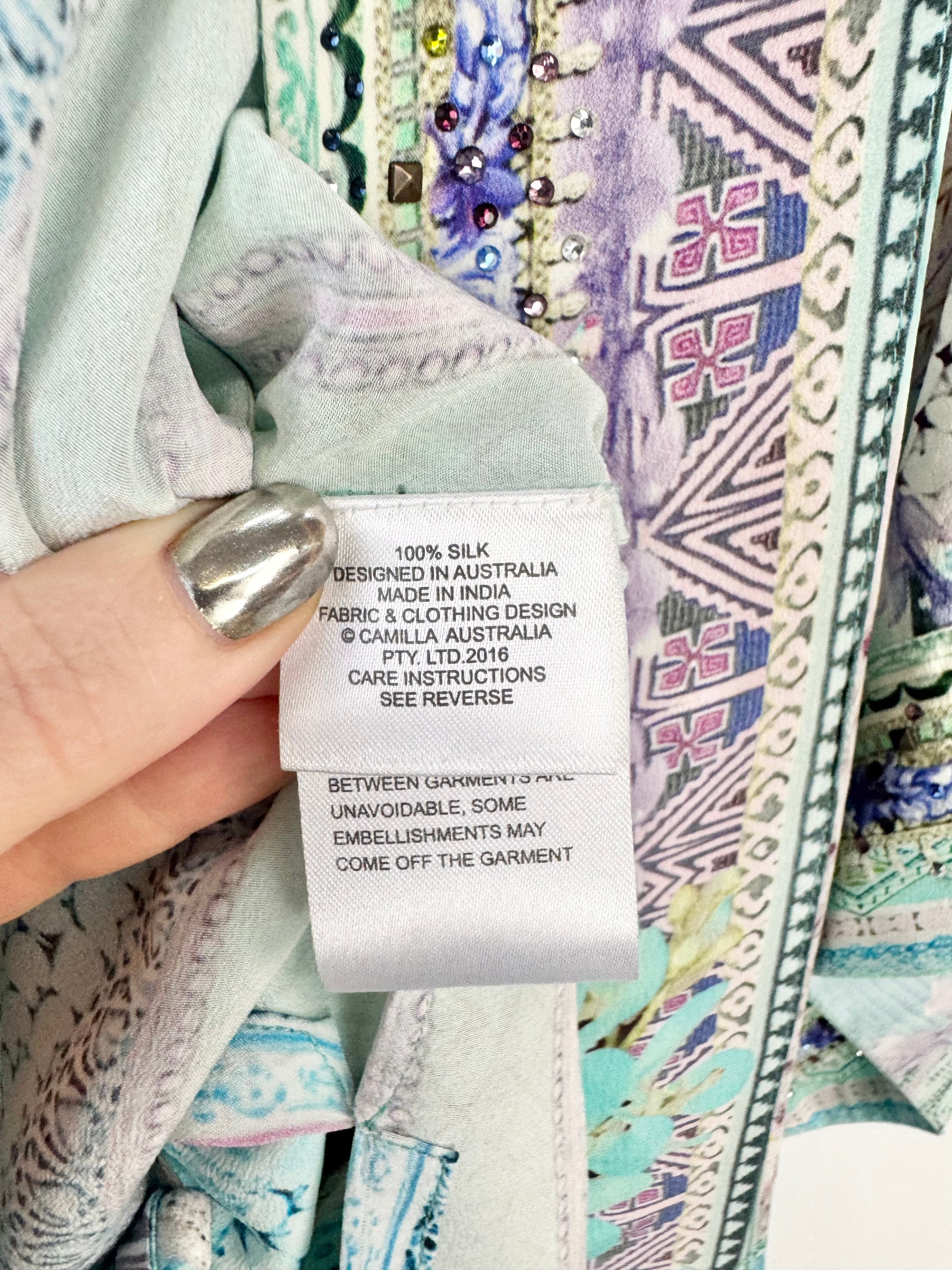 Camilla 'Garden State' Silk Robe with Tie - OSFA