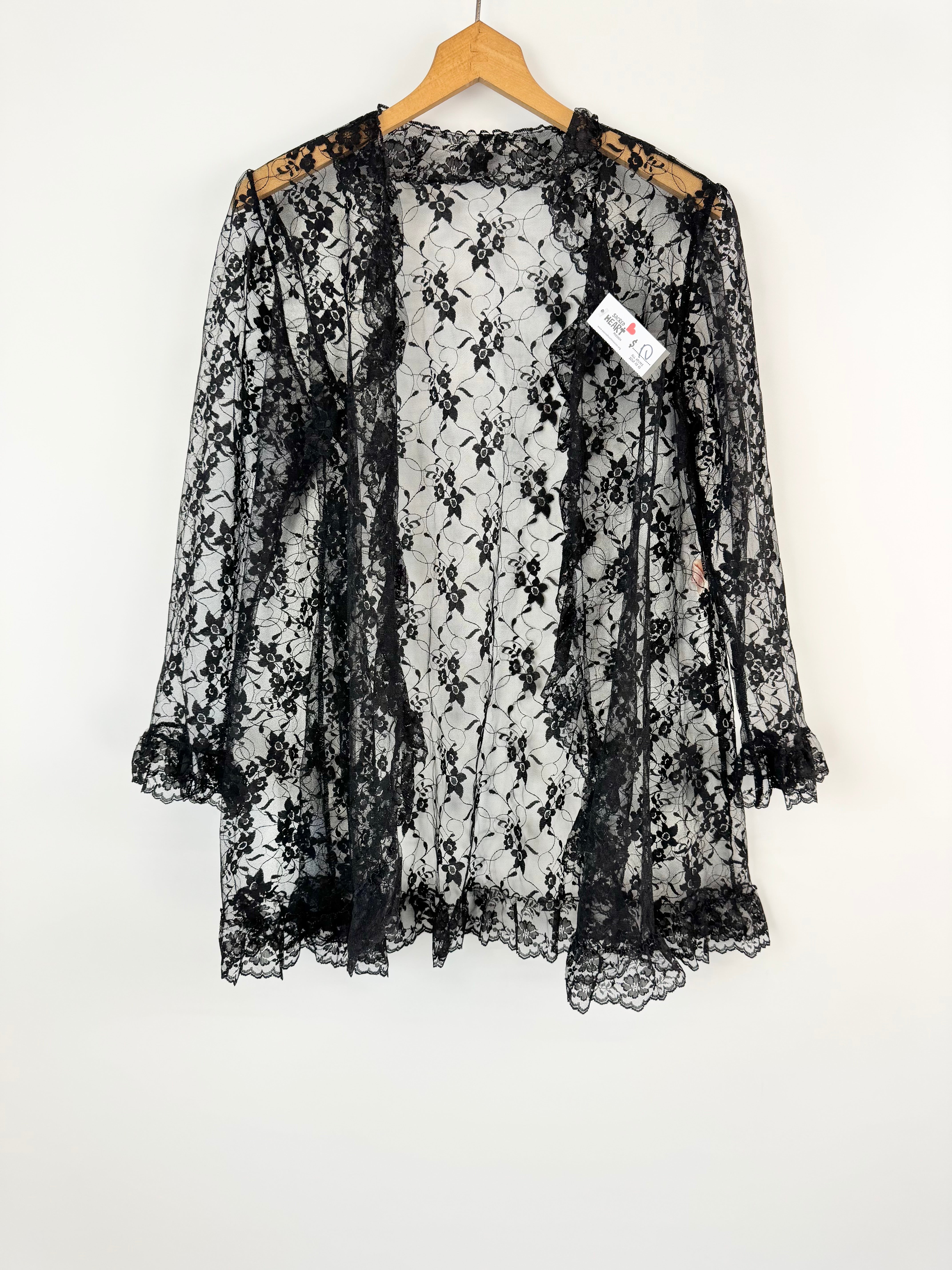 VINTAGE HICKORY BLACK LACE WITH RUFFLE TOP - AU 6/8