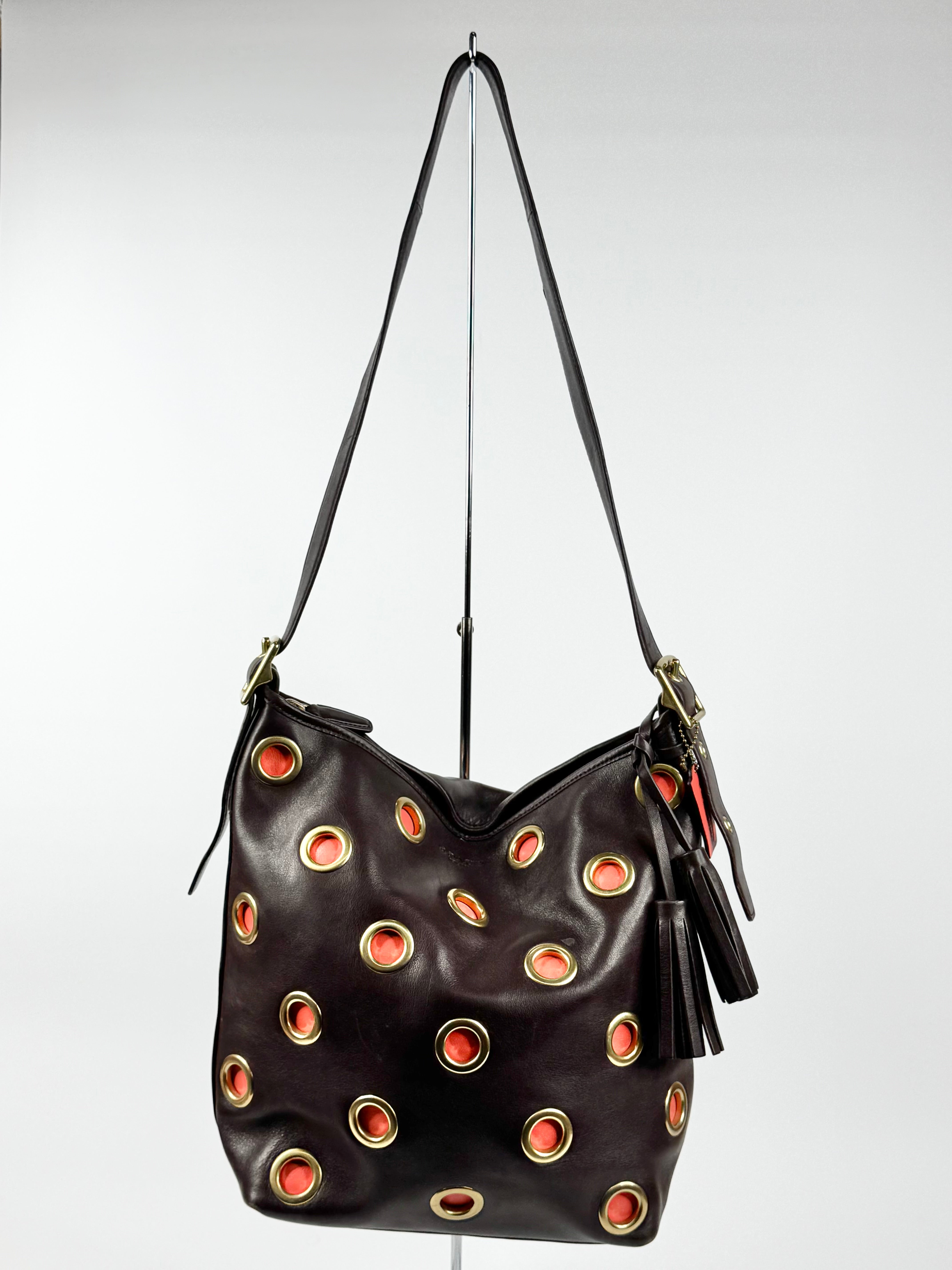 Coach 'Legacy' Double Gromment Umber & Orange Shoulder Bag