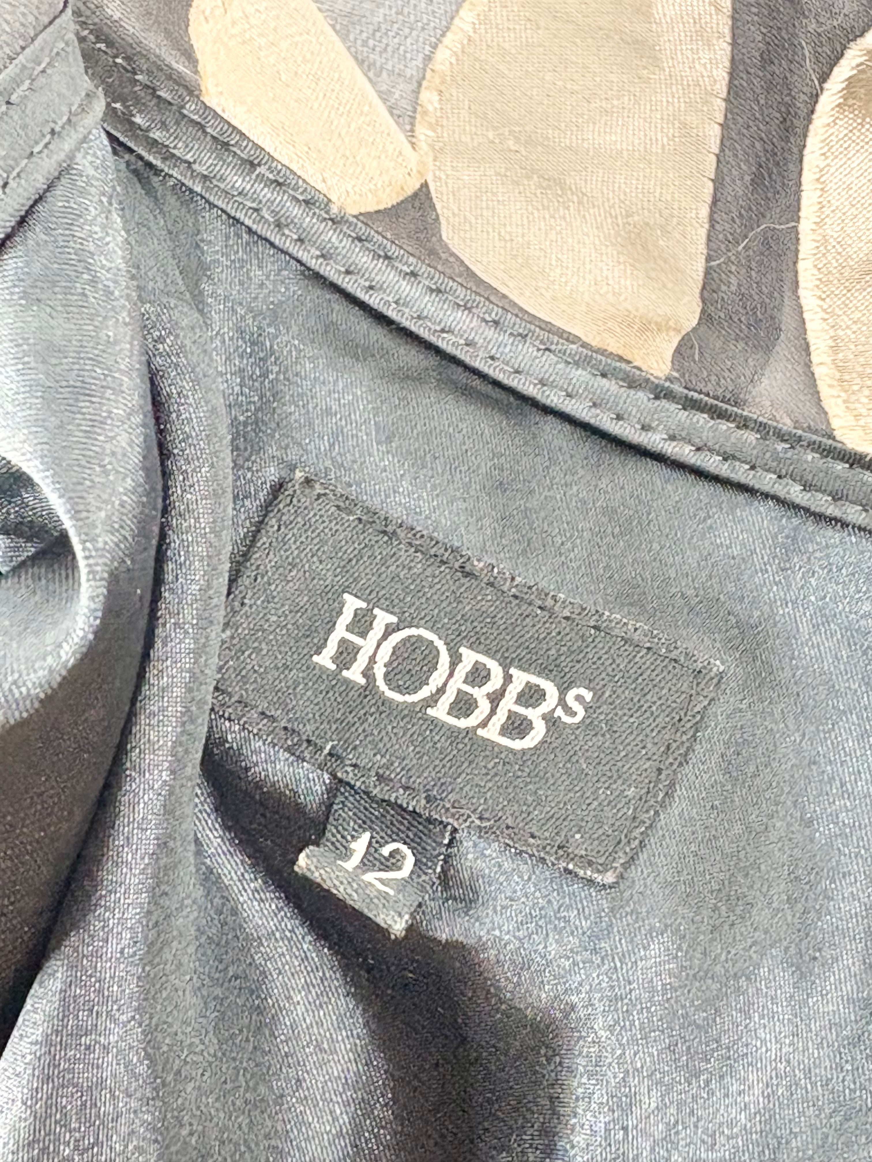 Hobbs Black & Gold Circles Sheer Wrap Dress - AU12