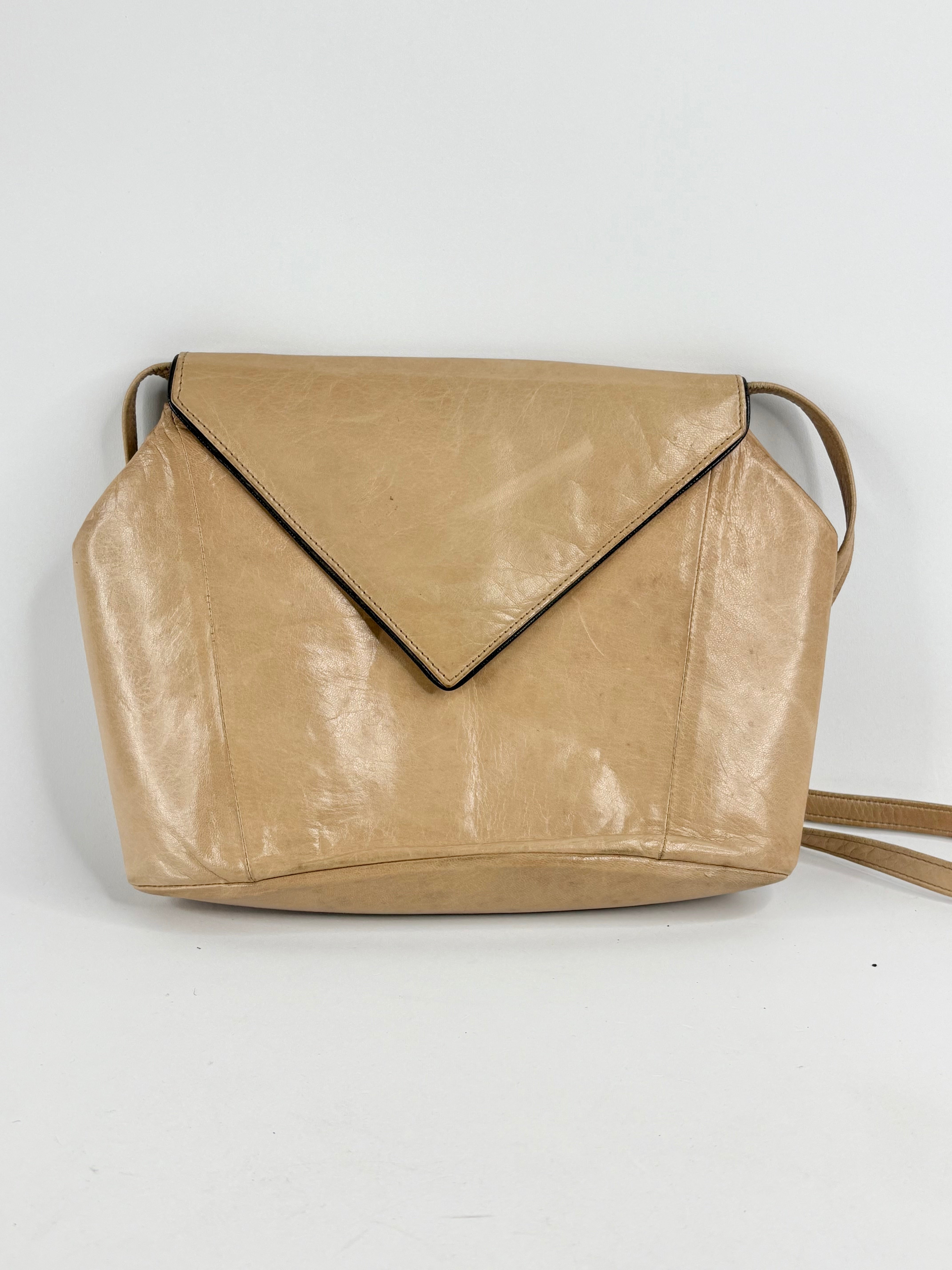 Charles Jourdan Beige Leather Mini Envelope Crossbody Bag