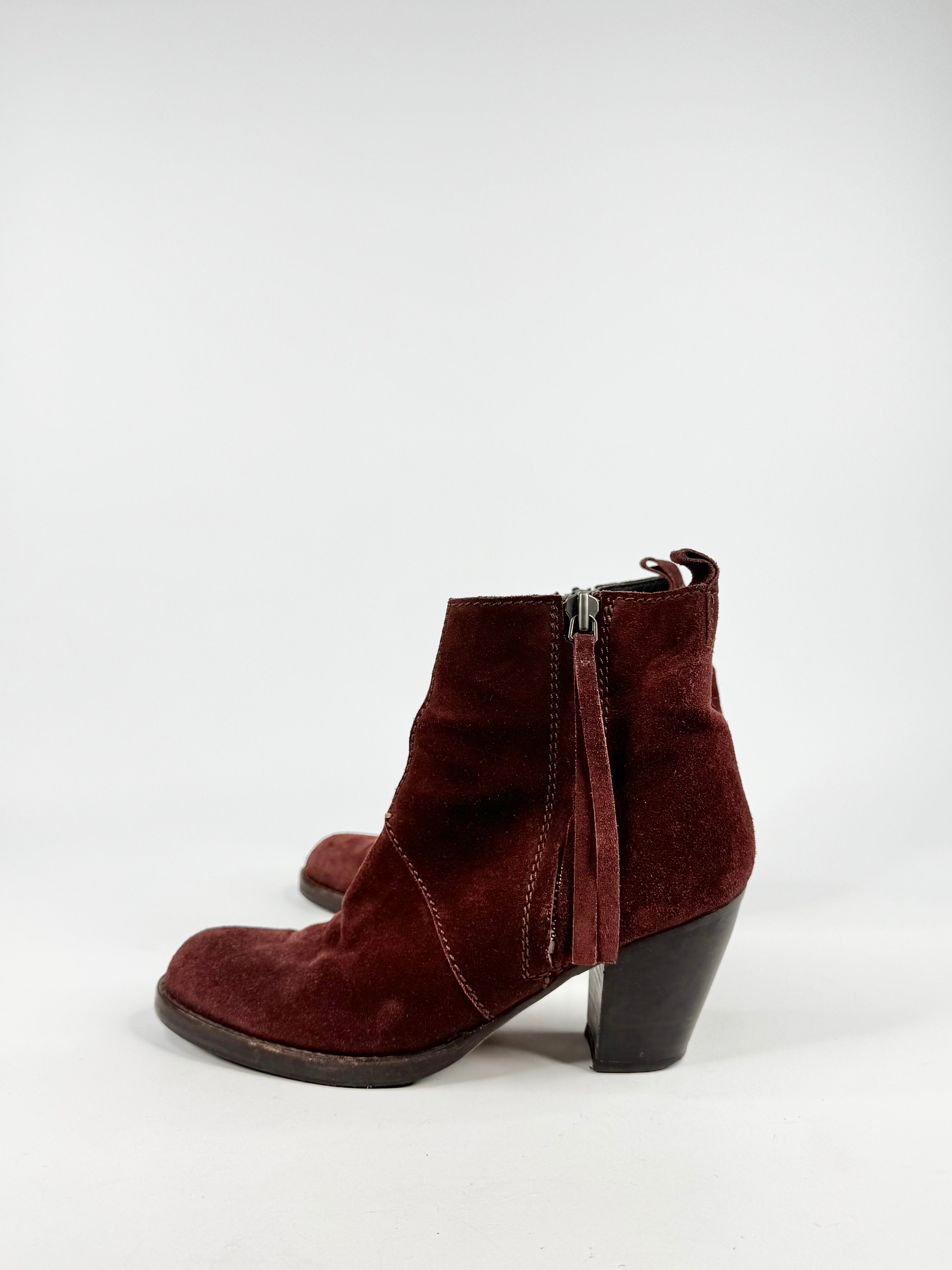 Acne Venetian Red Suede Ankle Boots - EU39