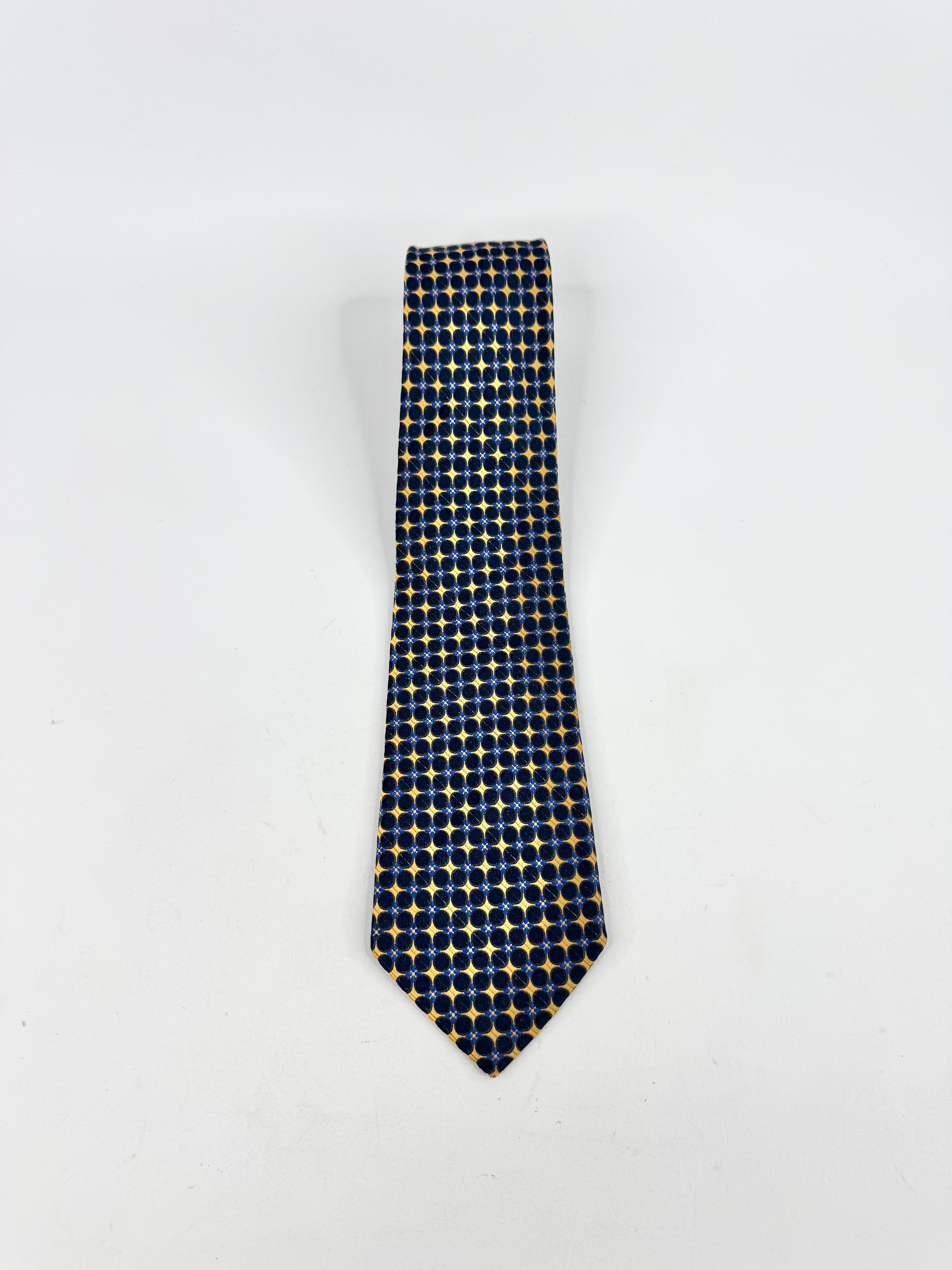 Valentino Blue, Navy & Gold Silk Tie