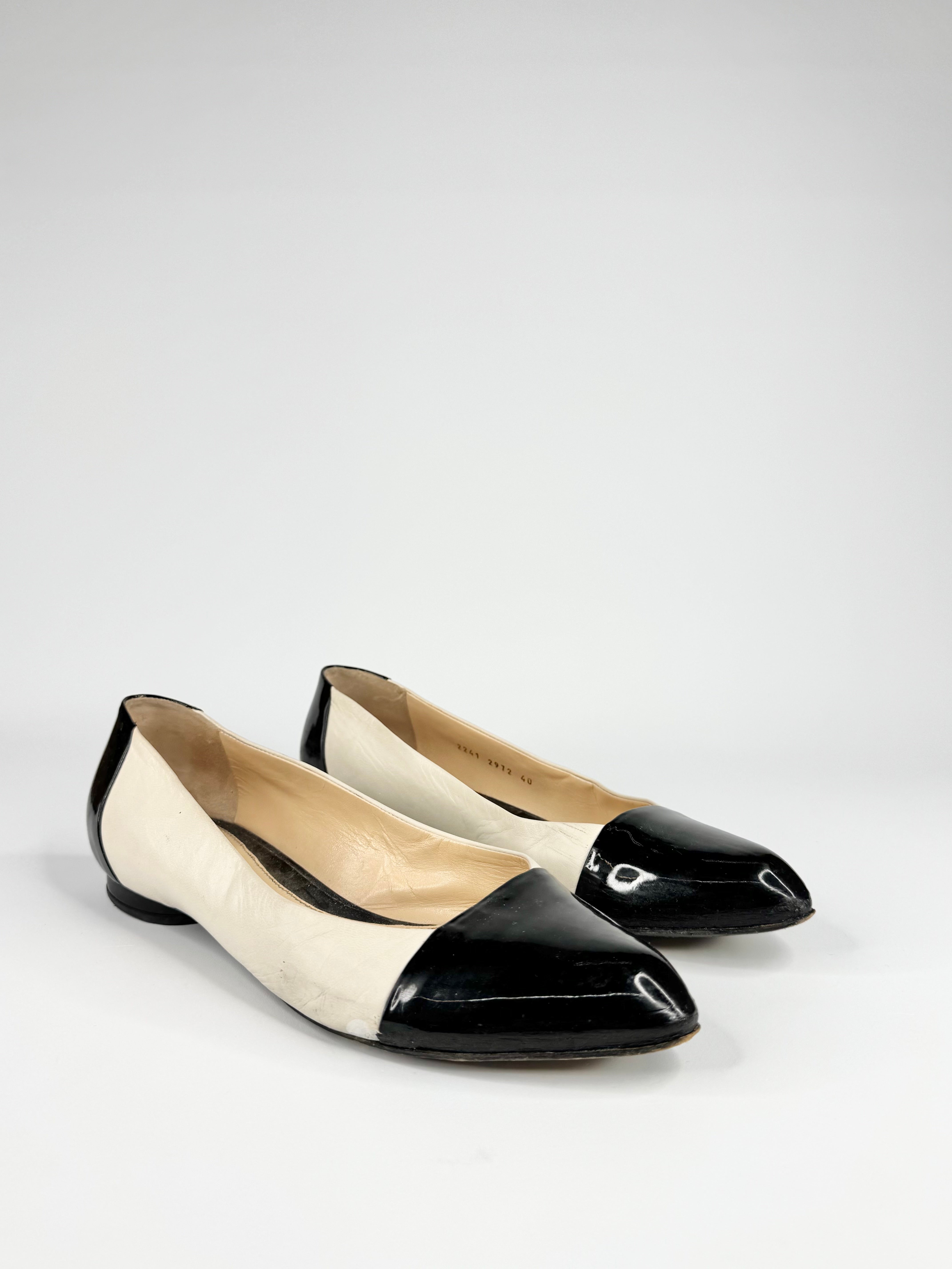 Vintages YSL Two Tone Cap Toe Ballet Flats - EU40