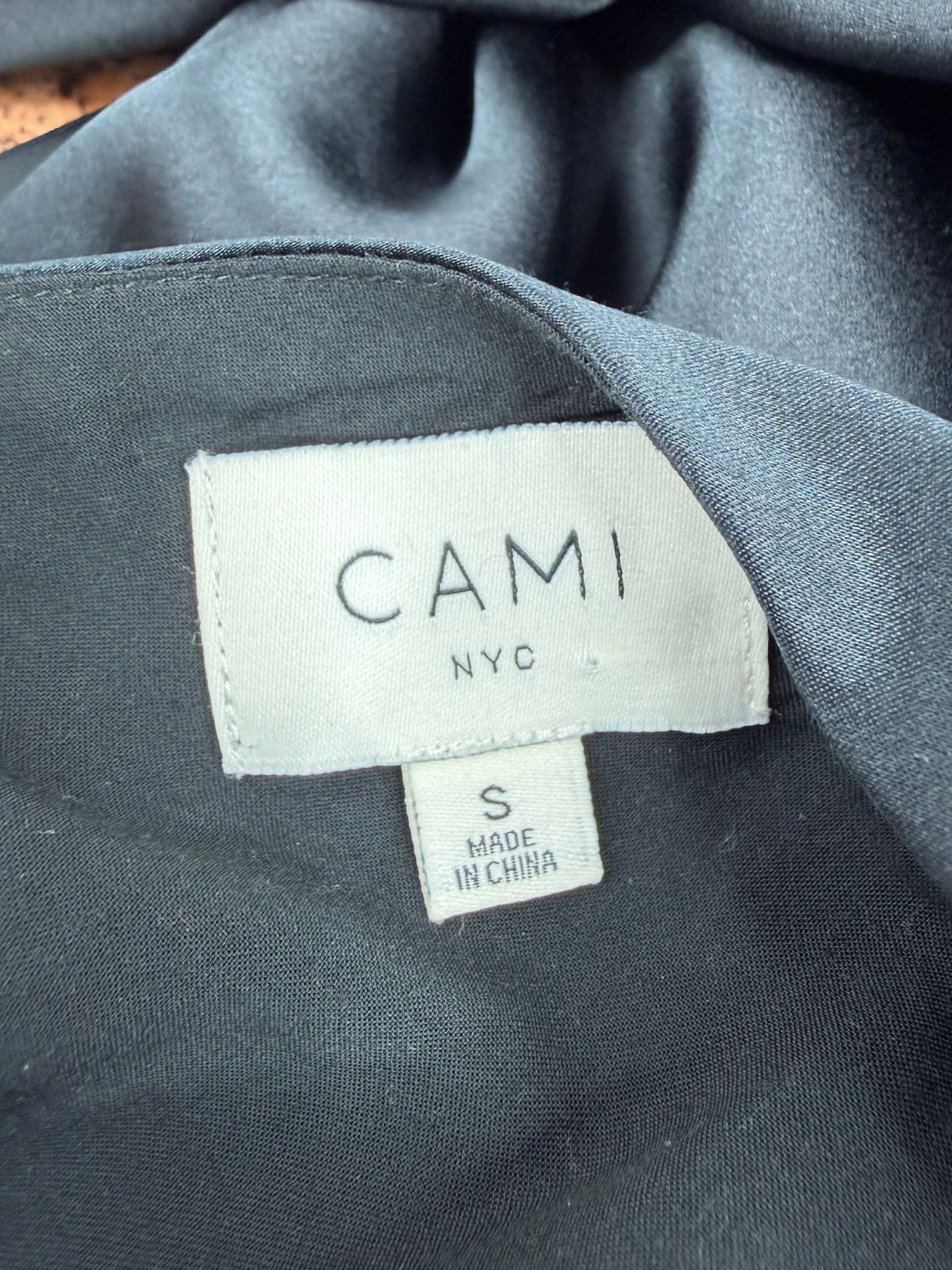 Cami Black Bias Cut Silk Ruffle Trim Cocktail Dress - AU8/10