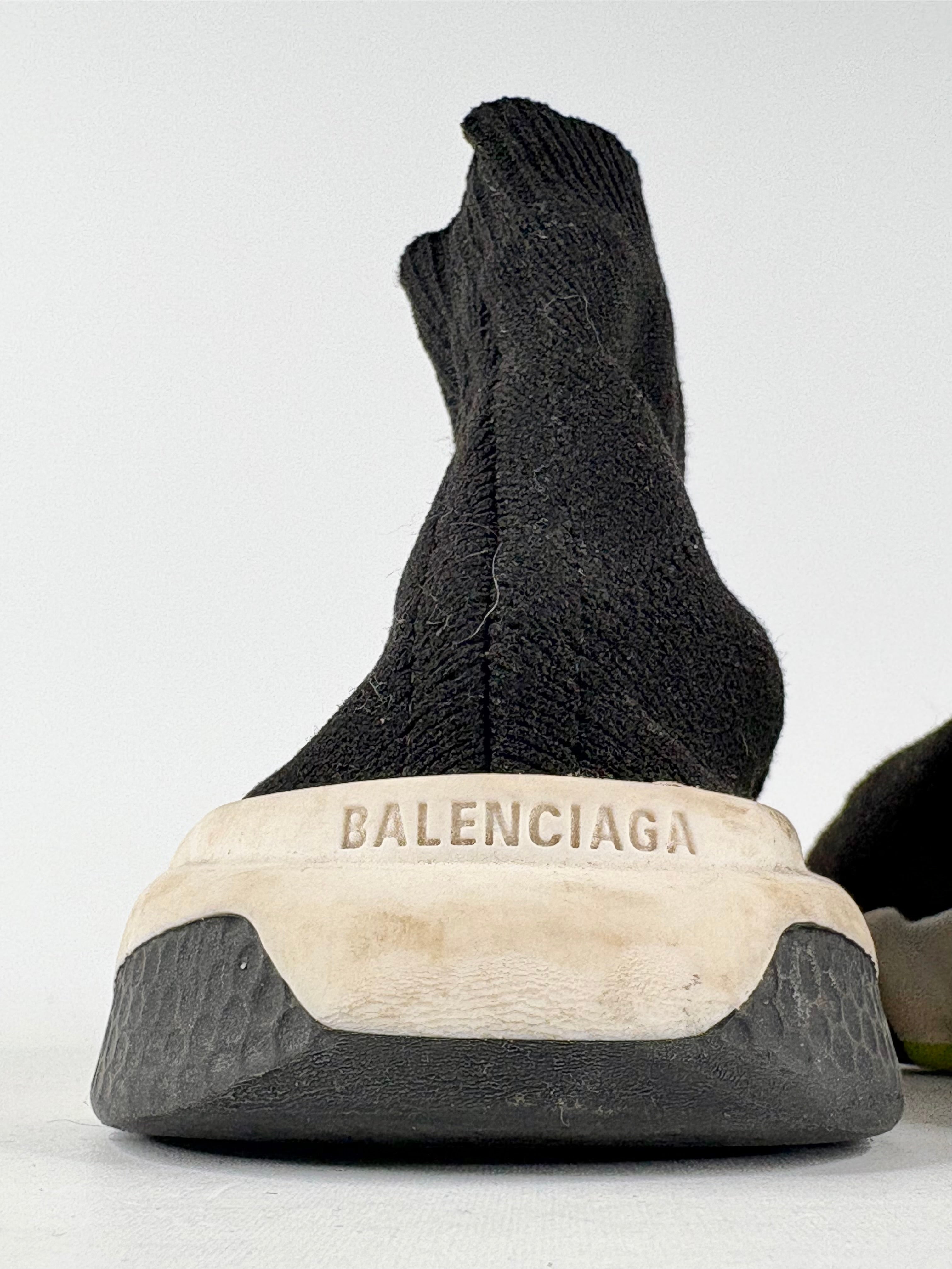 Balenciaga Kids Speed-Sock Black & Green Sneakers - EU29-30