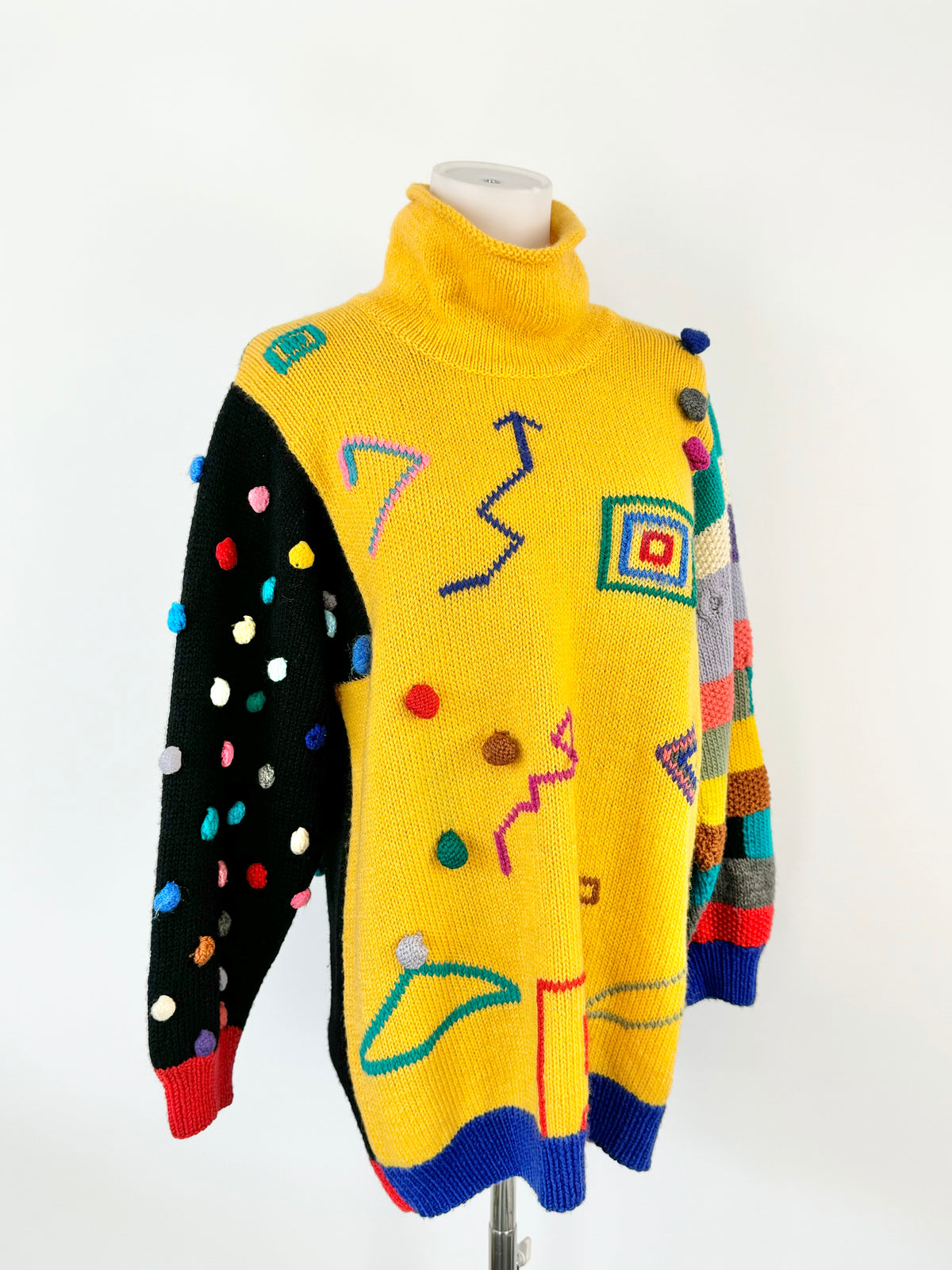 Vintage 80s Handknit Musical Instrument Jumper - M/L