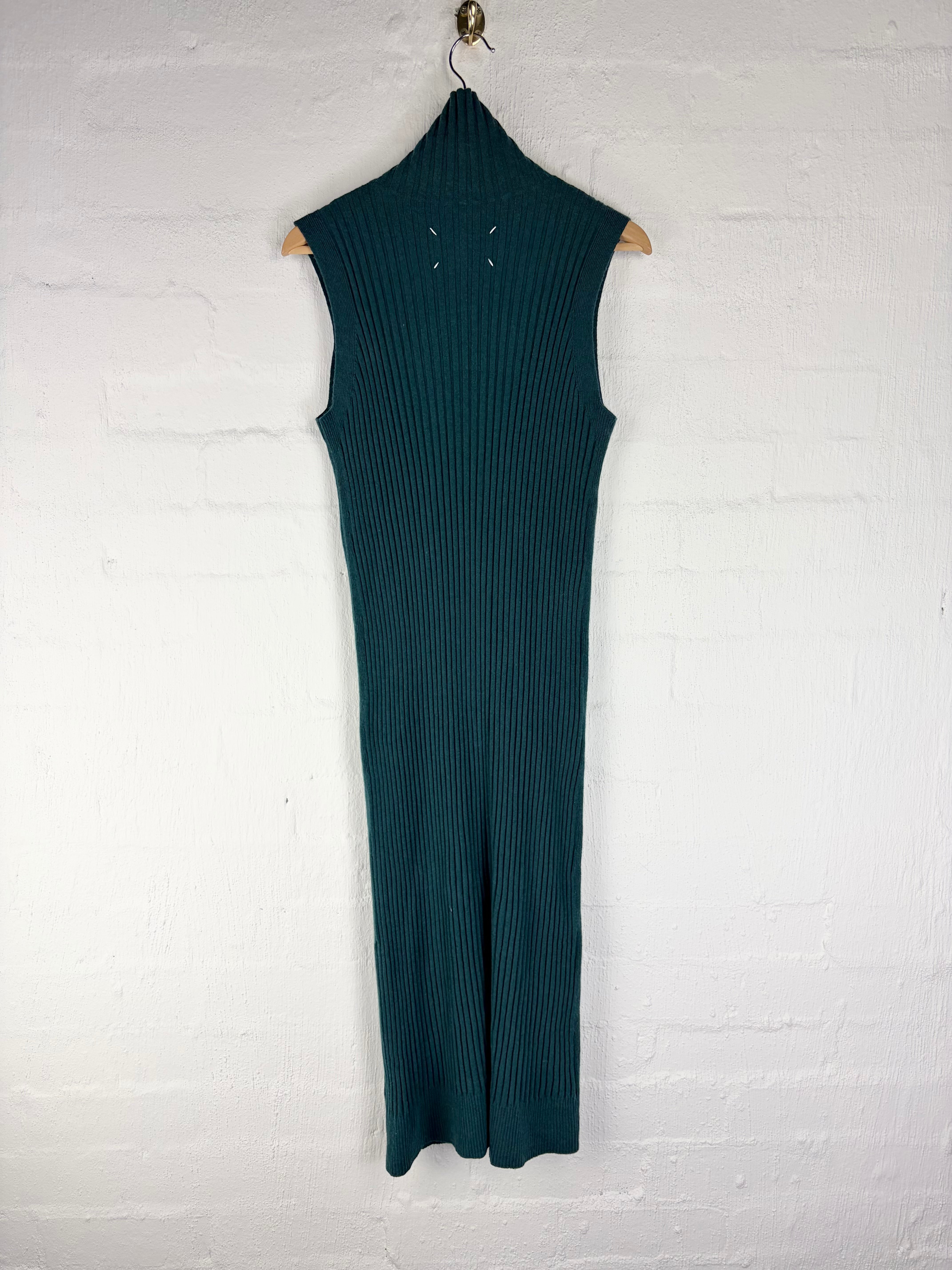 MM6 Maison Margiela Petrol Green Rib Knit Column Dress - AU10/12