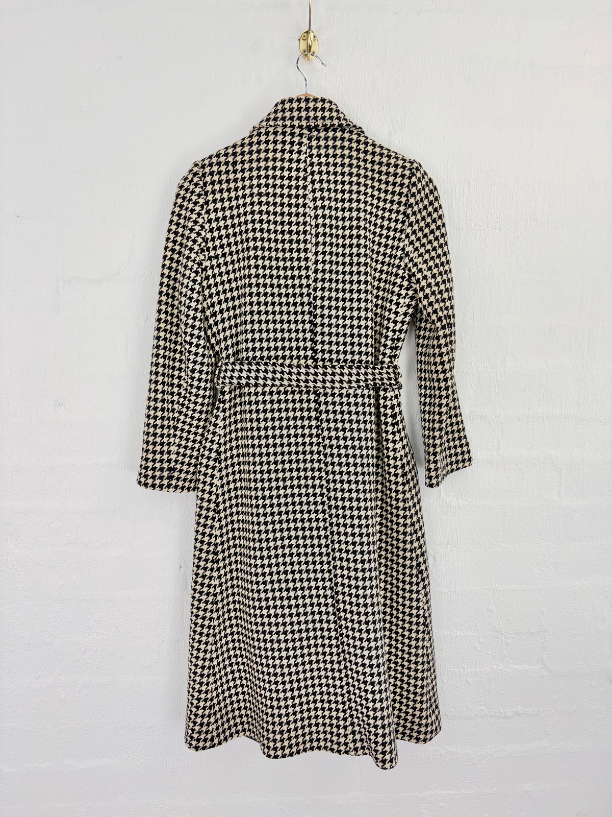 Vintage Roga Black & Cream Houndstooth Wool Coat - AU8/10