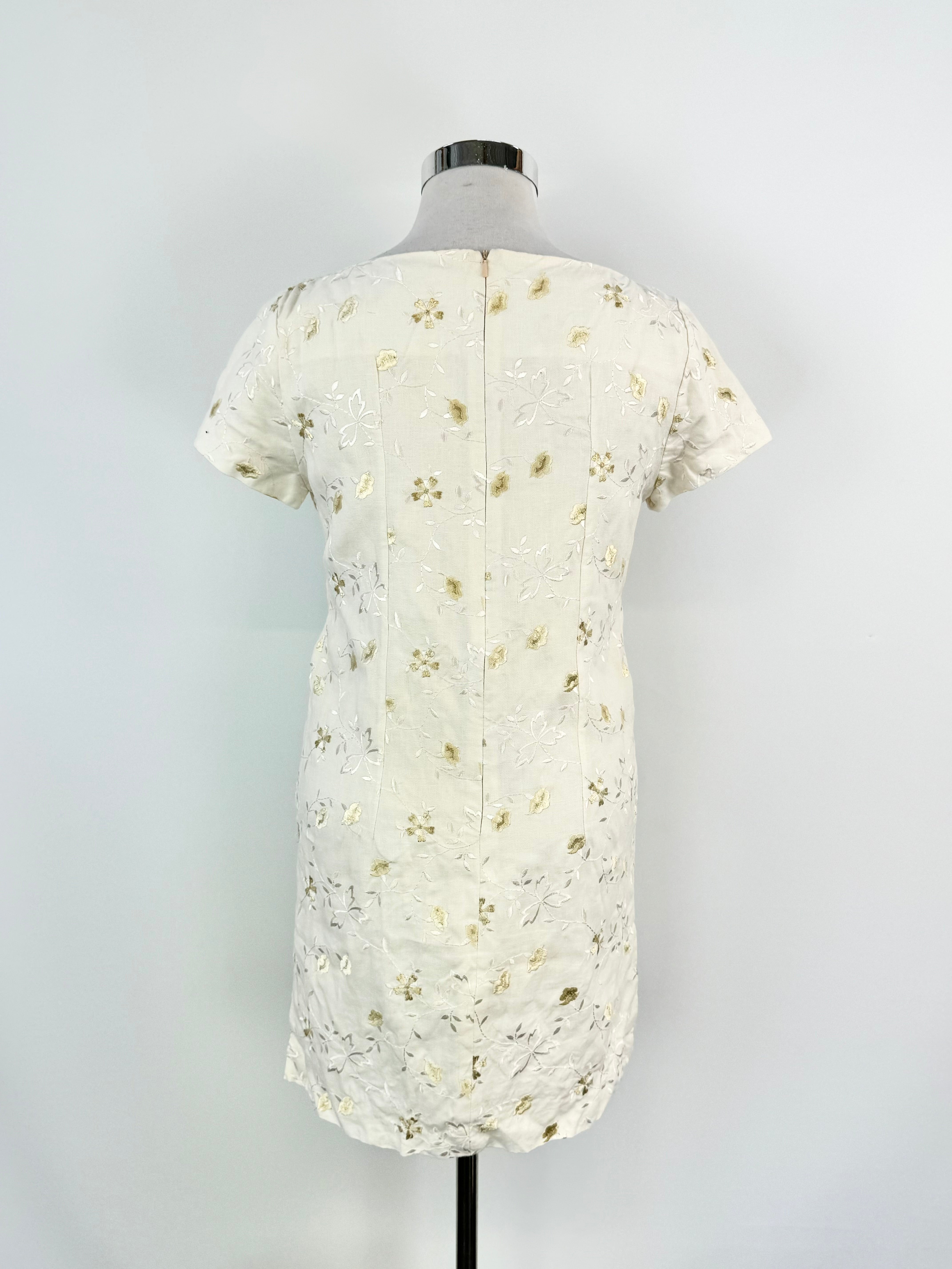Favourbrook Cream Linen Embroidered Dress - AU12