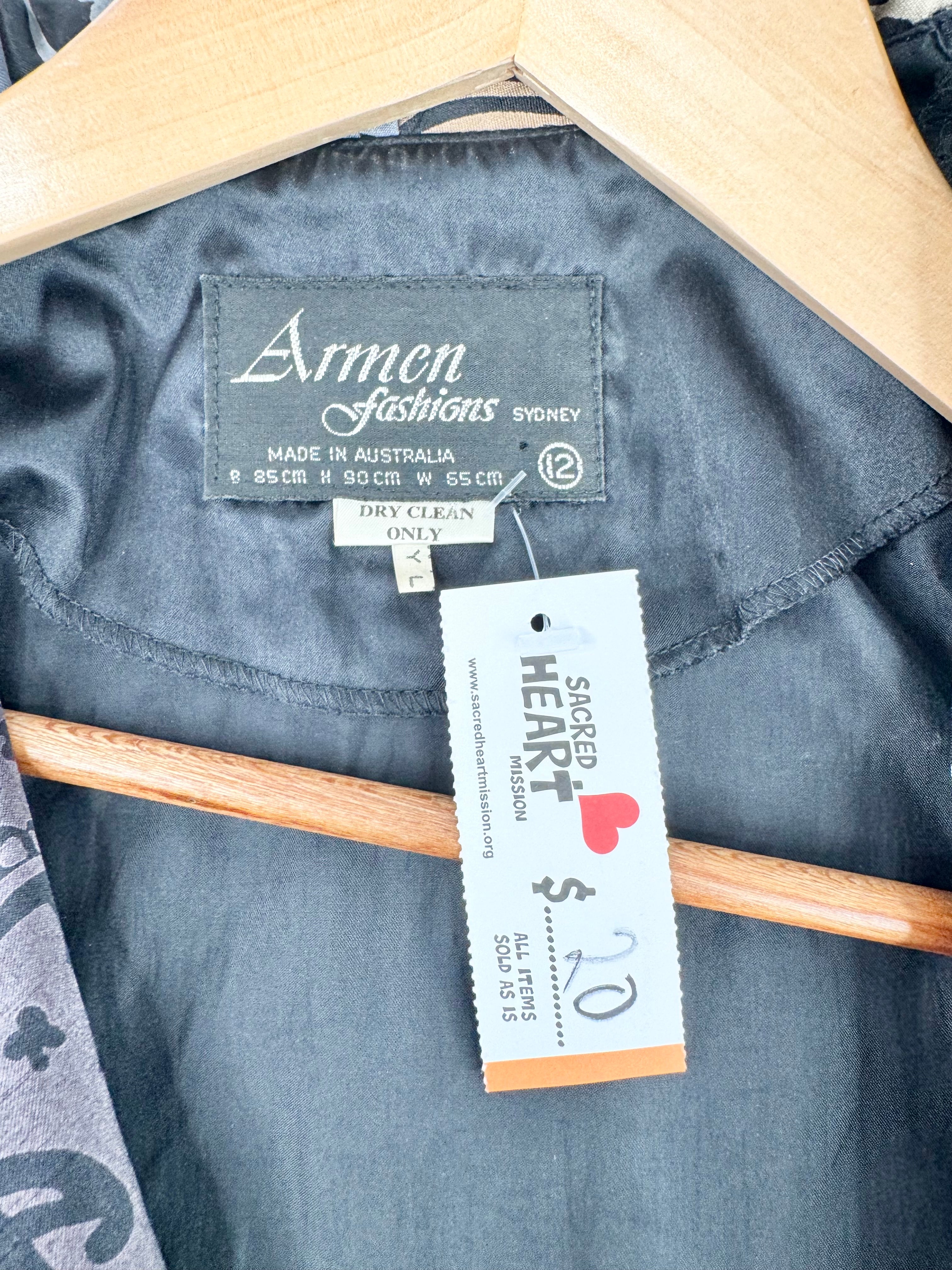 Vintage Black Silk Batik Trim Jacket - AU10/12