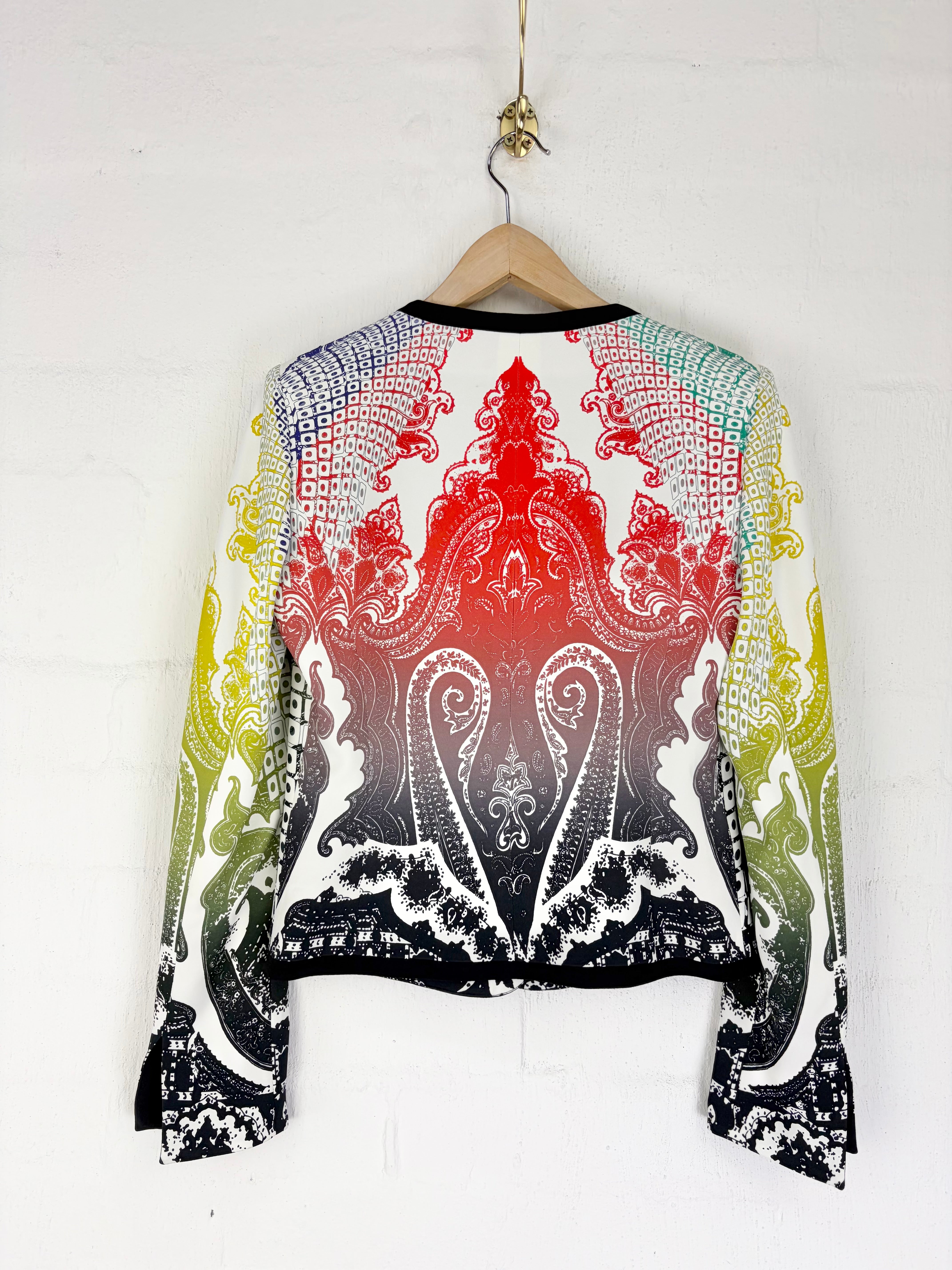 Etro Lime Green, Teal & Violet Paisely Patterned Blazer - AU10/12