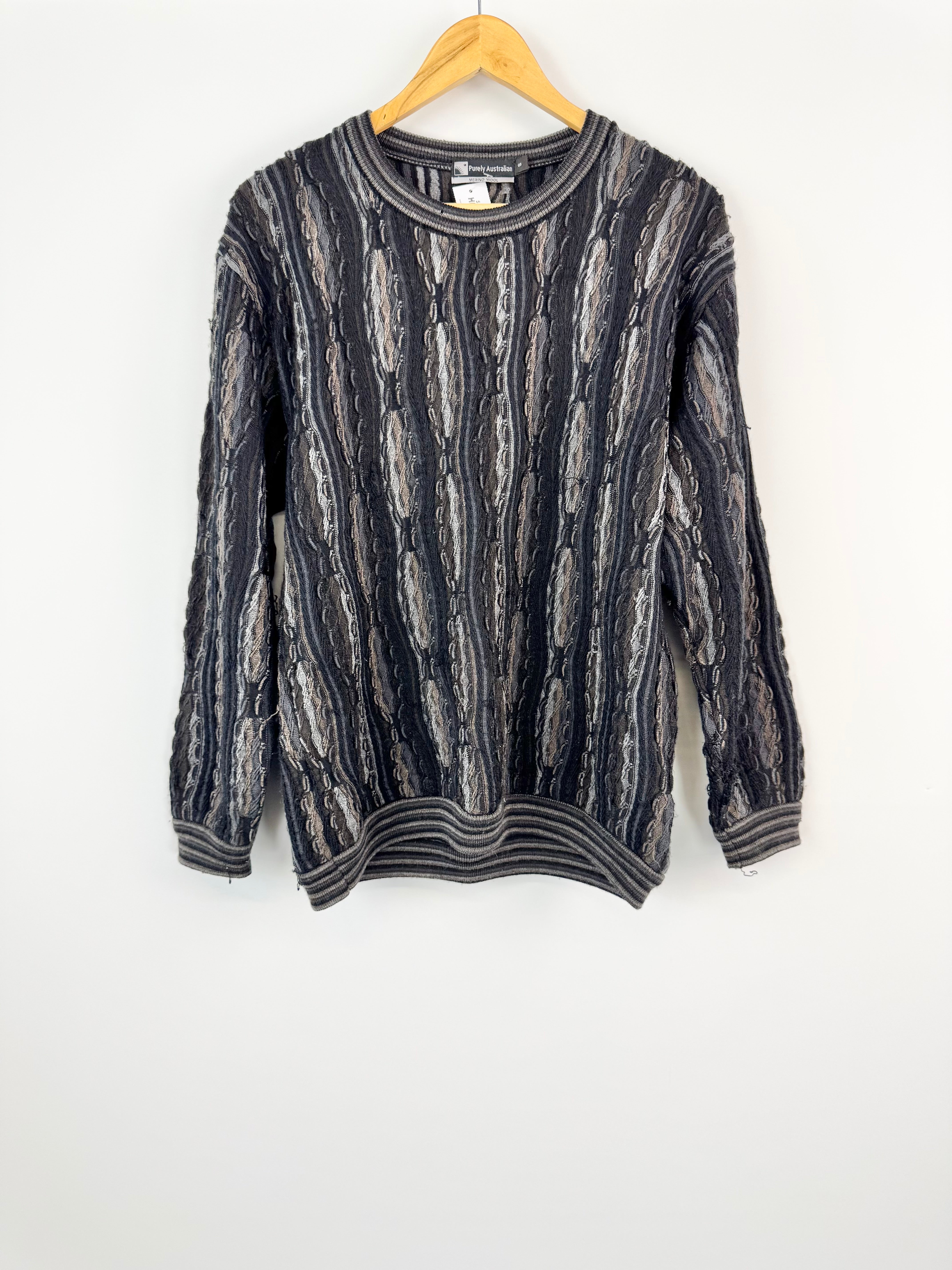 Purely Australian Grey & Brown 3D Jumper - S