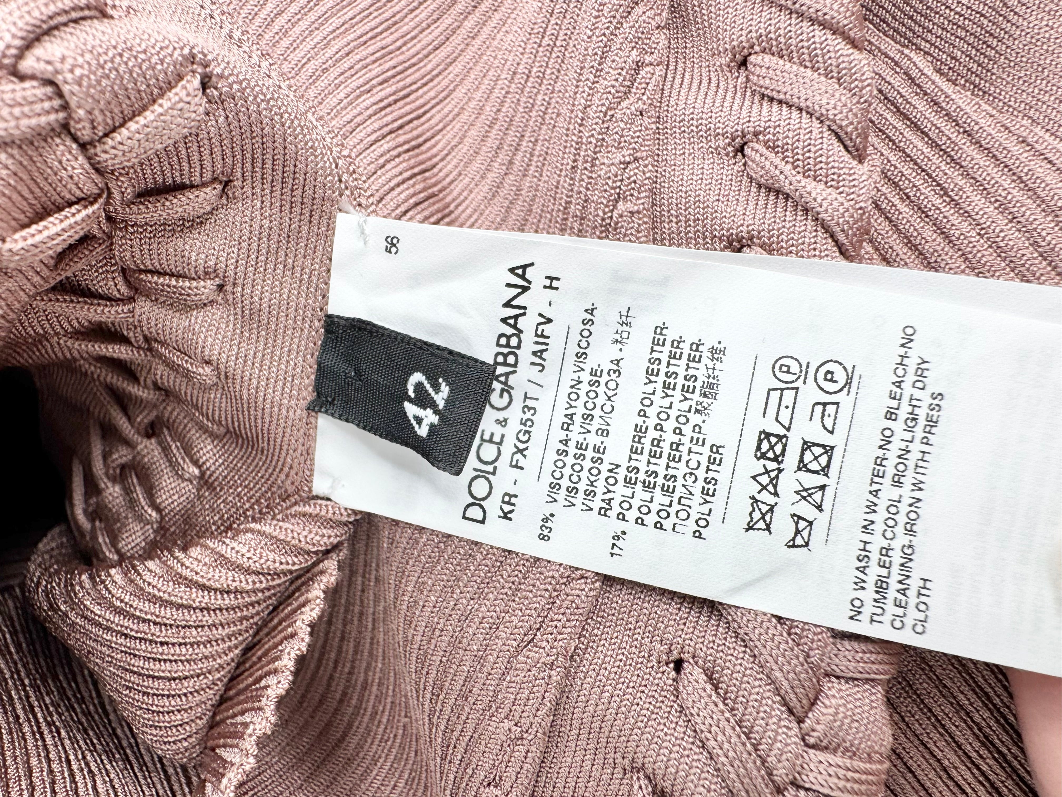 Dolce and Gabbana Pink Ribbed Lace Up Top - AU12