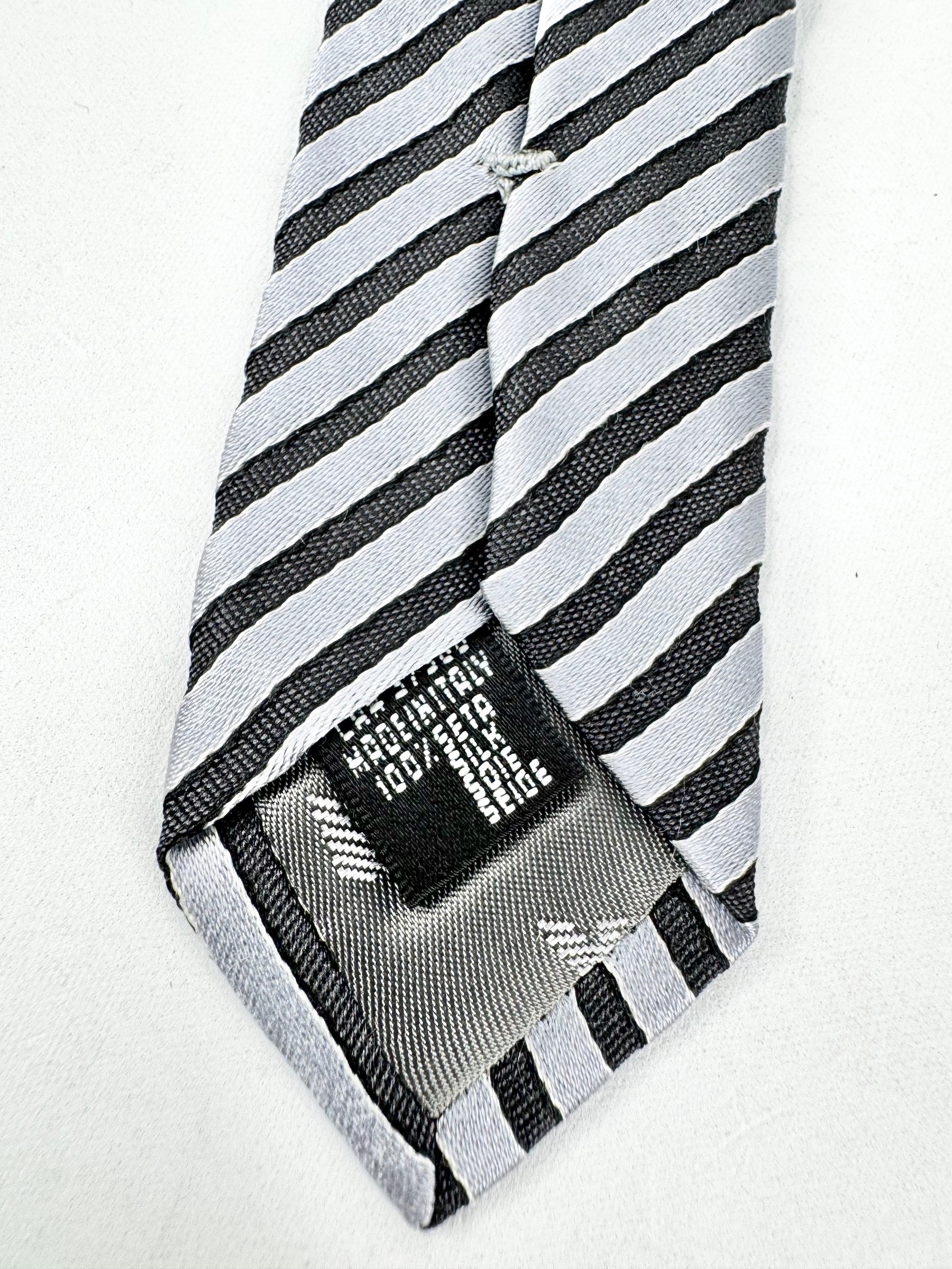 Emporio Armani Silver & Black Striped Tie