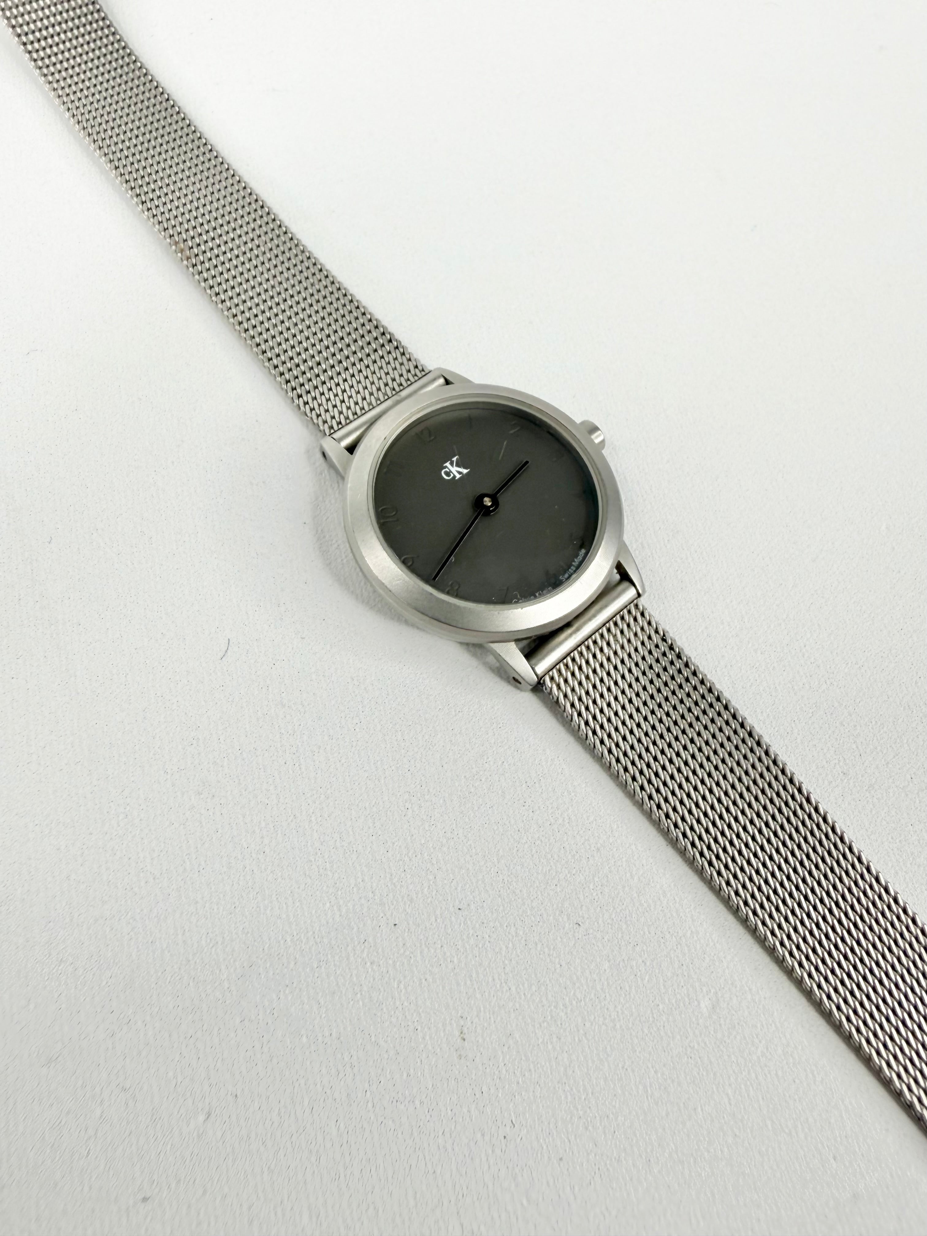 Vintage 90s Calvin Klein CK Swiss-Made Matte Grey Watch