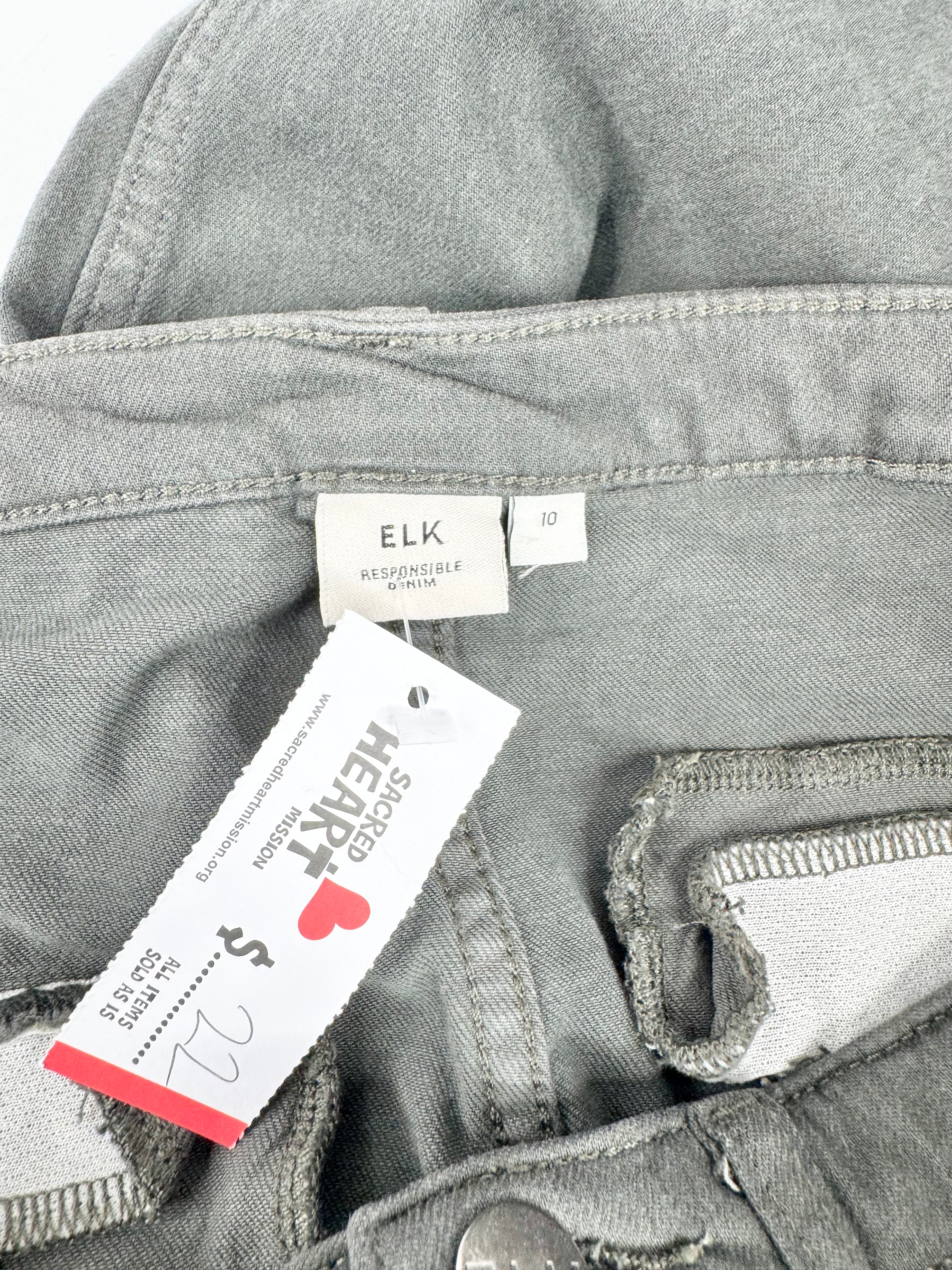 ELK Moss Green Barrel Waist Denim Slacks - AU10