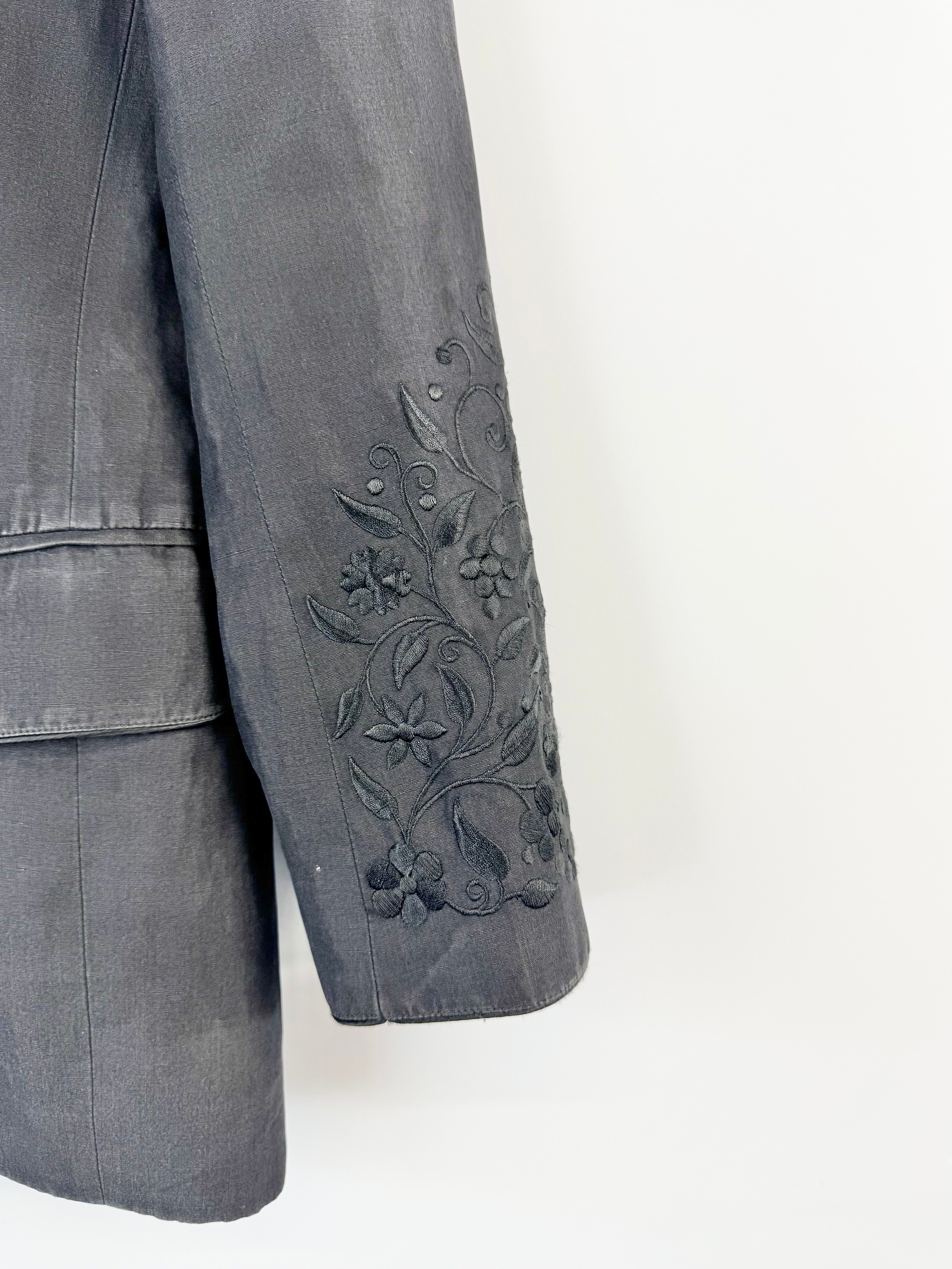 Kenzo Black Embroidered Sleeved Jacket - AU8