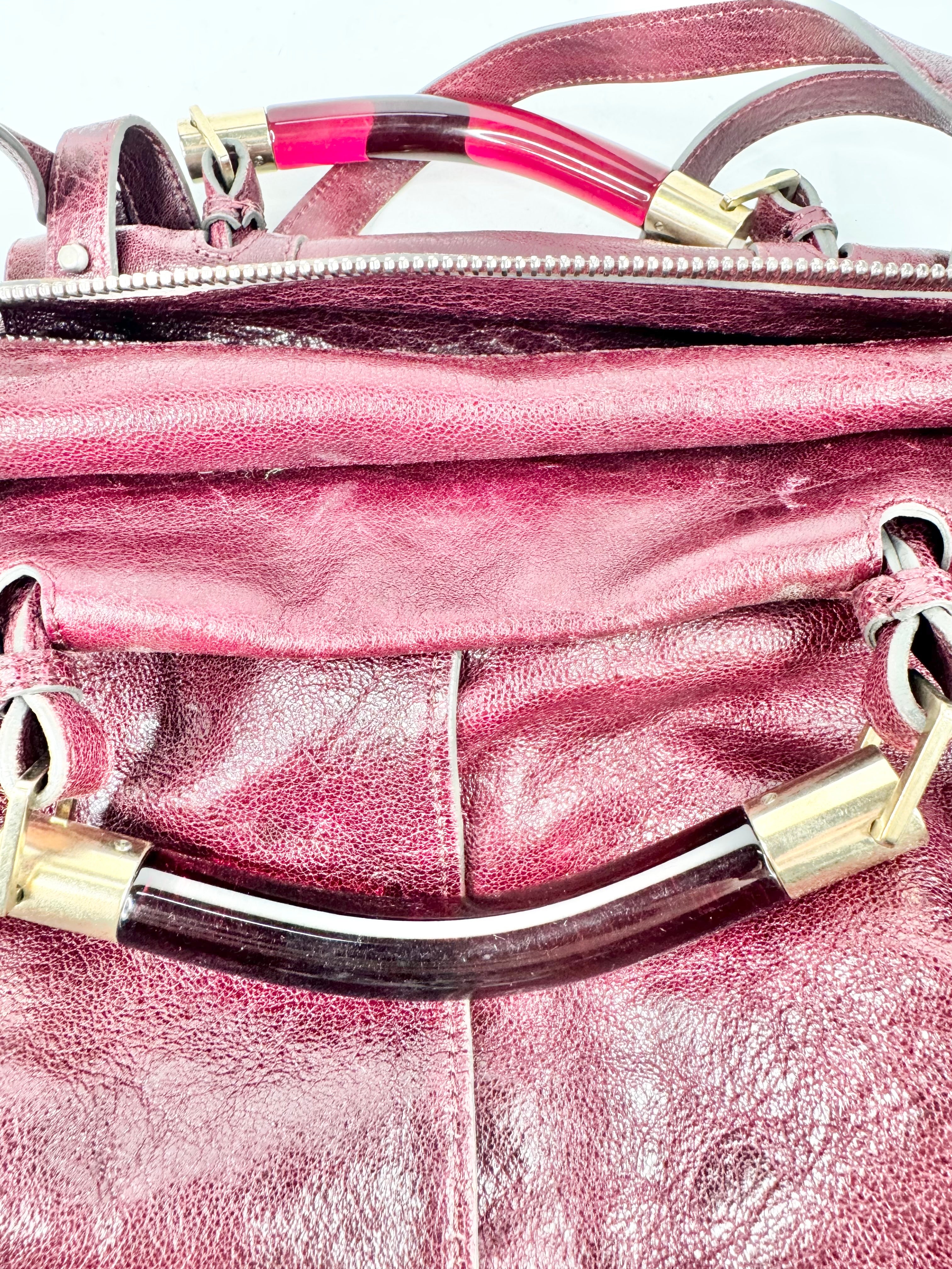 Chloé Burgundy Leather Saskia Square Tote Bag