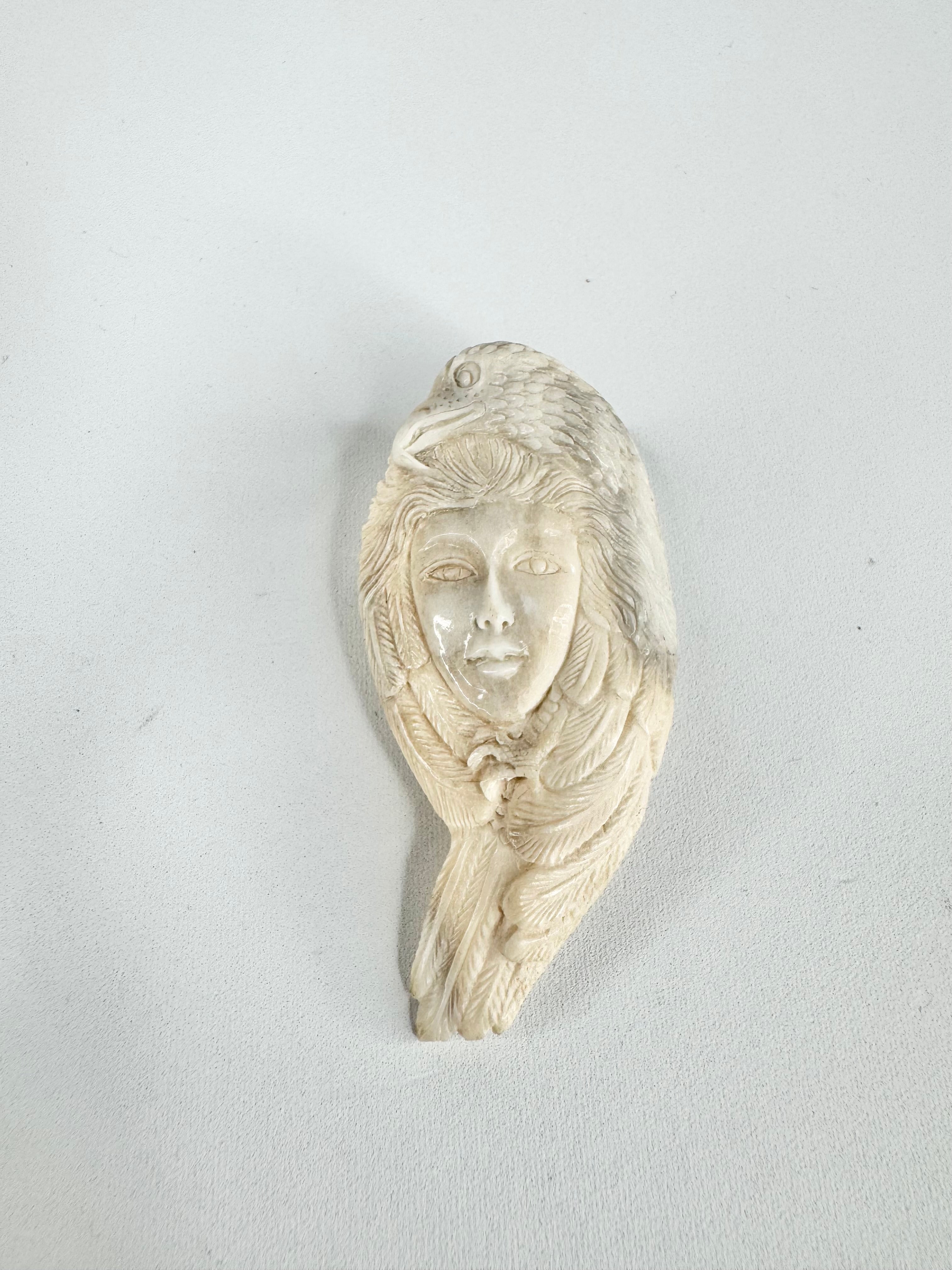 Hand-Carved Wood Brooch