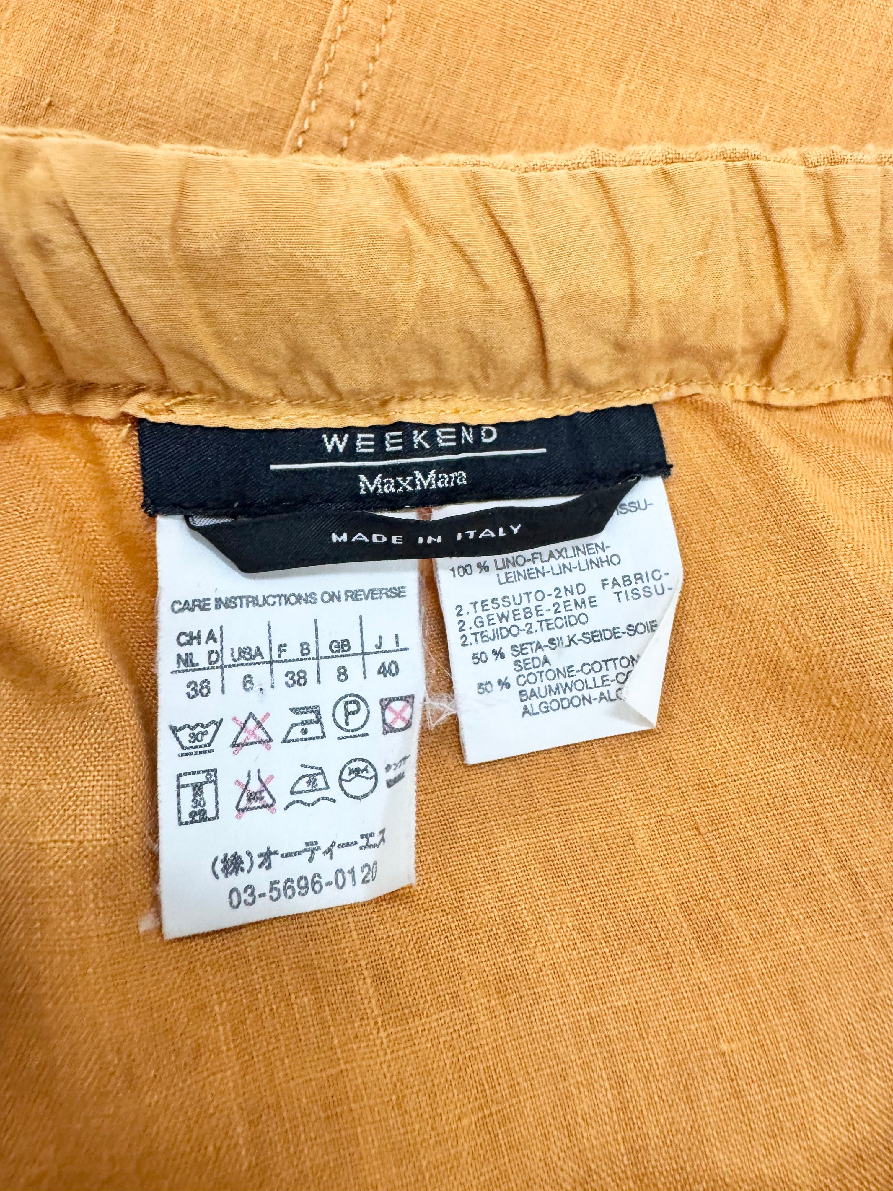 Weekend Max Mara Marigold Linen Peasant Style Midi Dress - AU8