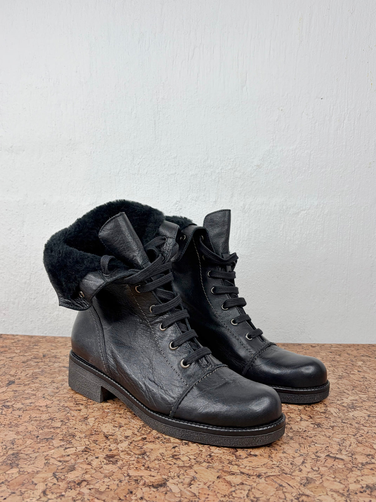 Wonders Black Fleece Lined Boots - EU38