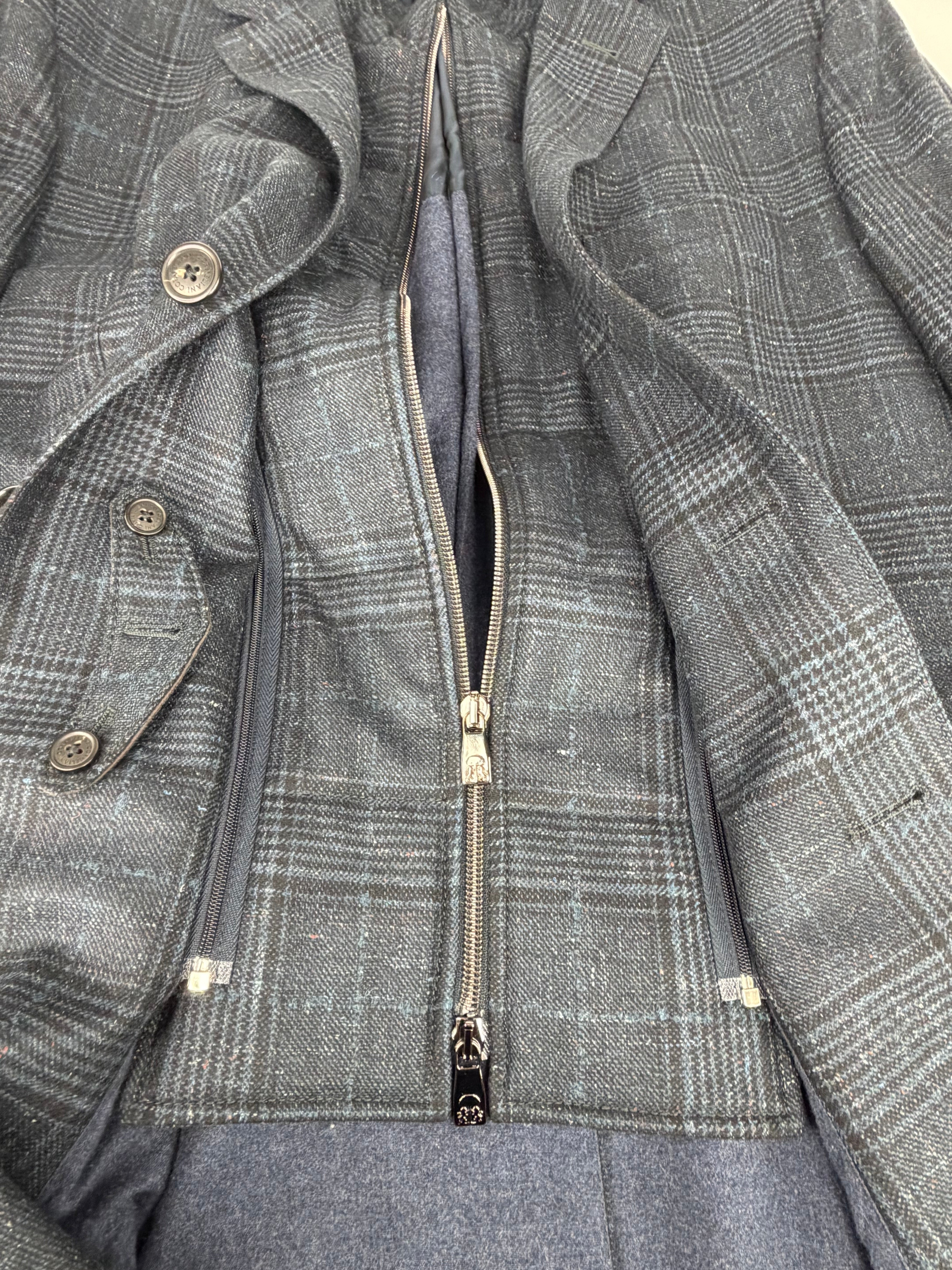 Milestones by Corneliani Blue Plaid 'Identity' Wool Blazer - 52