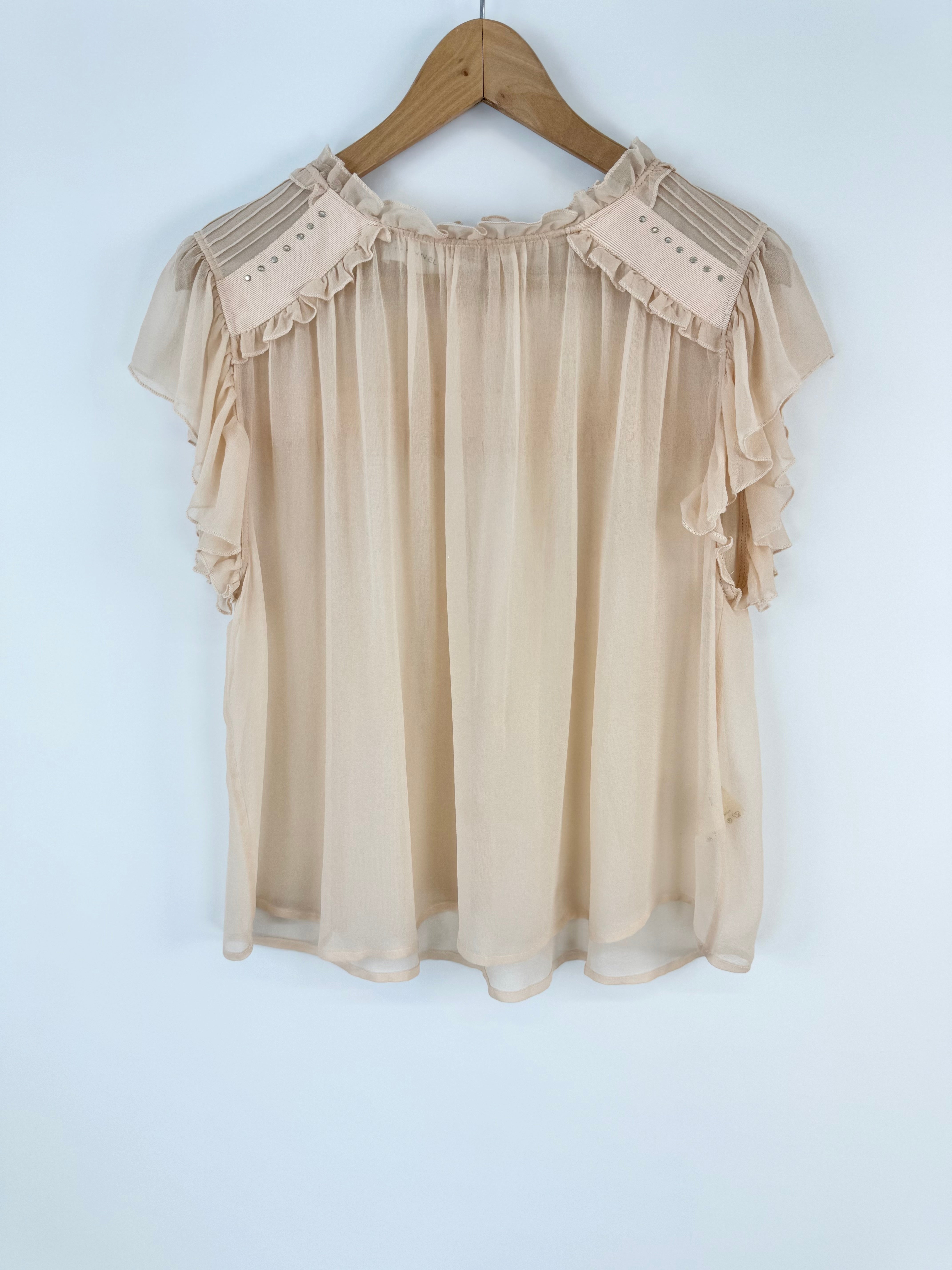 Flannel Apricot Pink Silk Shirt - AU10/12