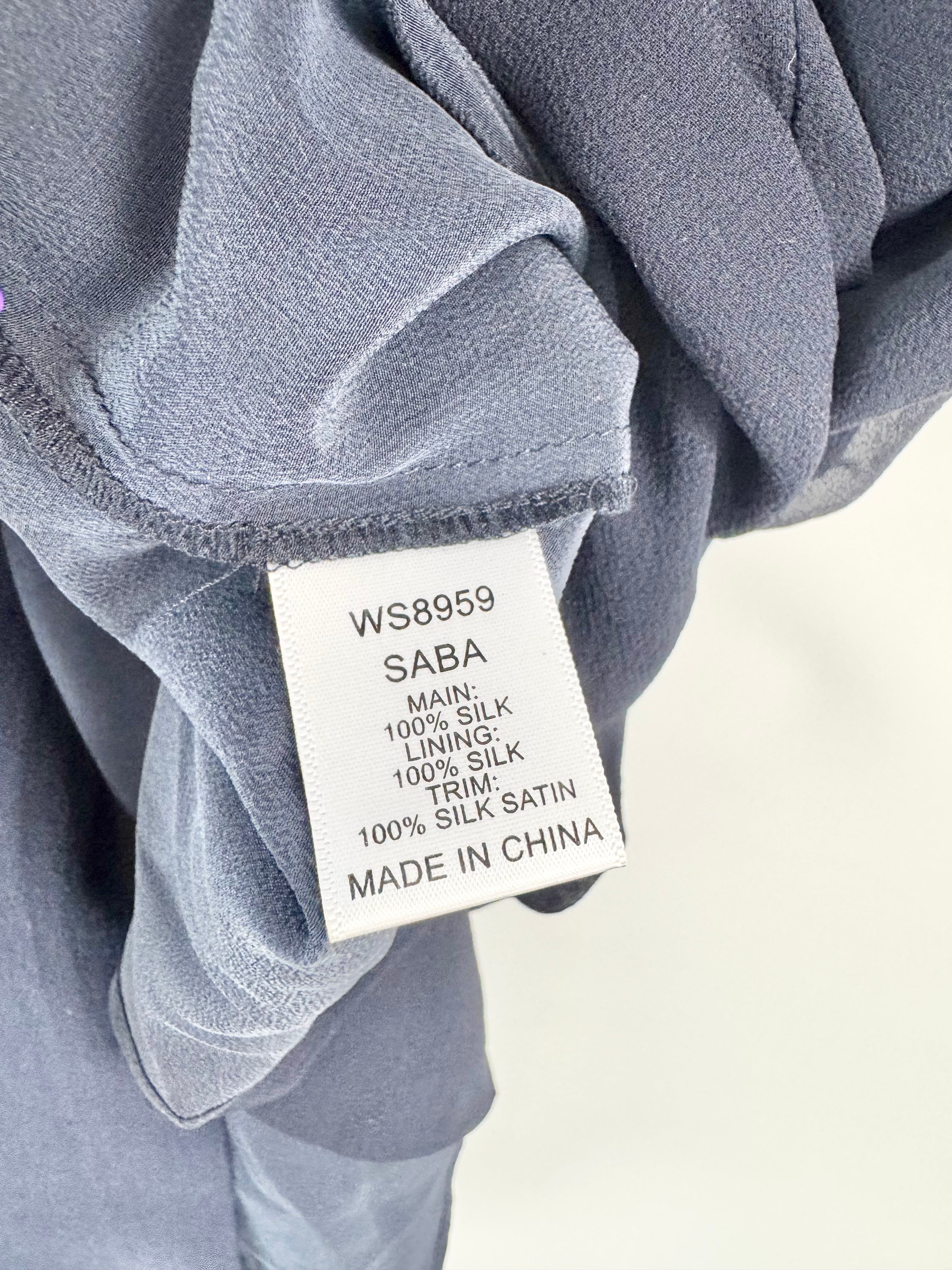 Saba Navy Blue Silk Mini Dress - AU6