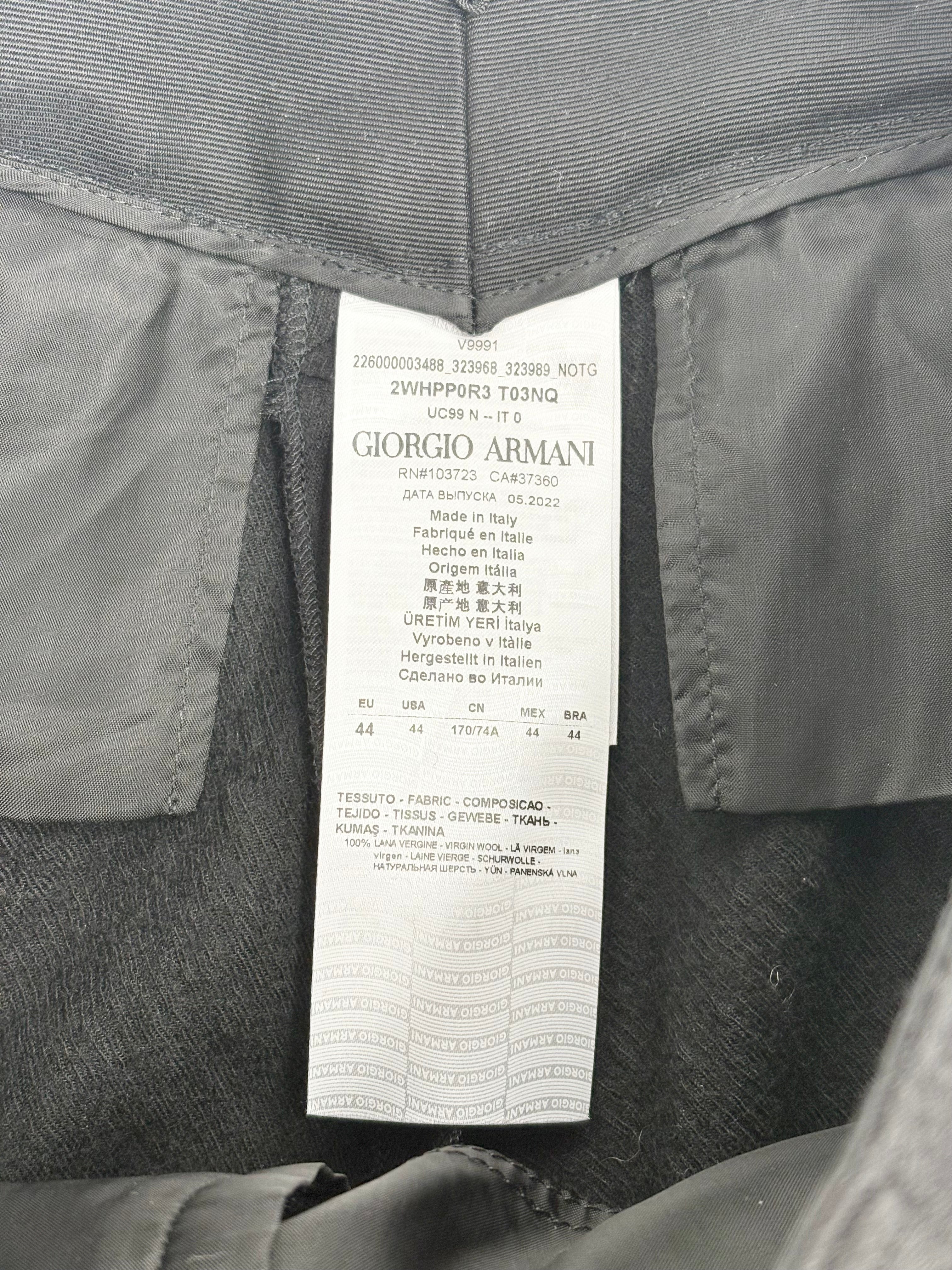 Giorgio Armani Wide Leg Black Wool Crepe Trousers - AU16