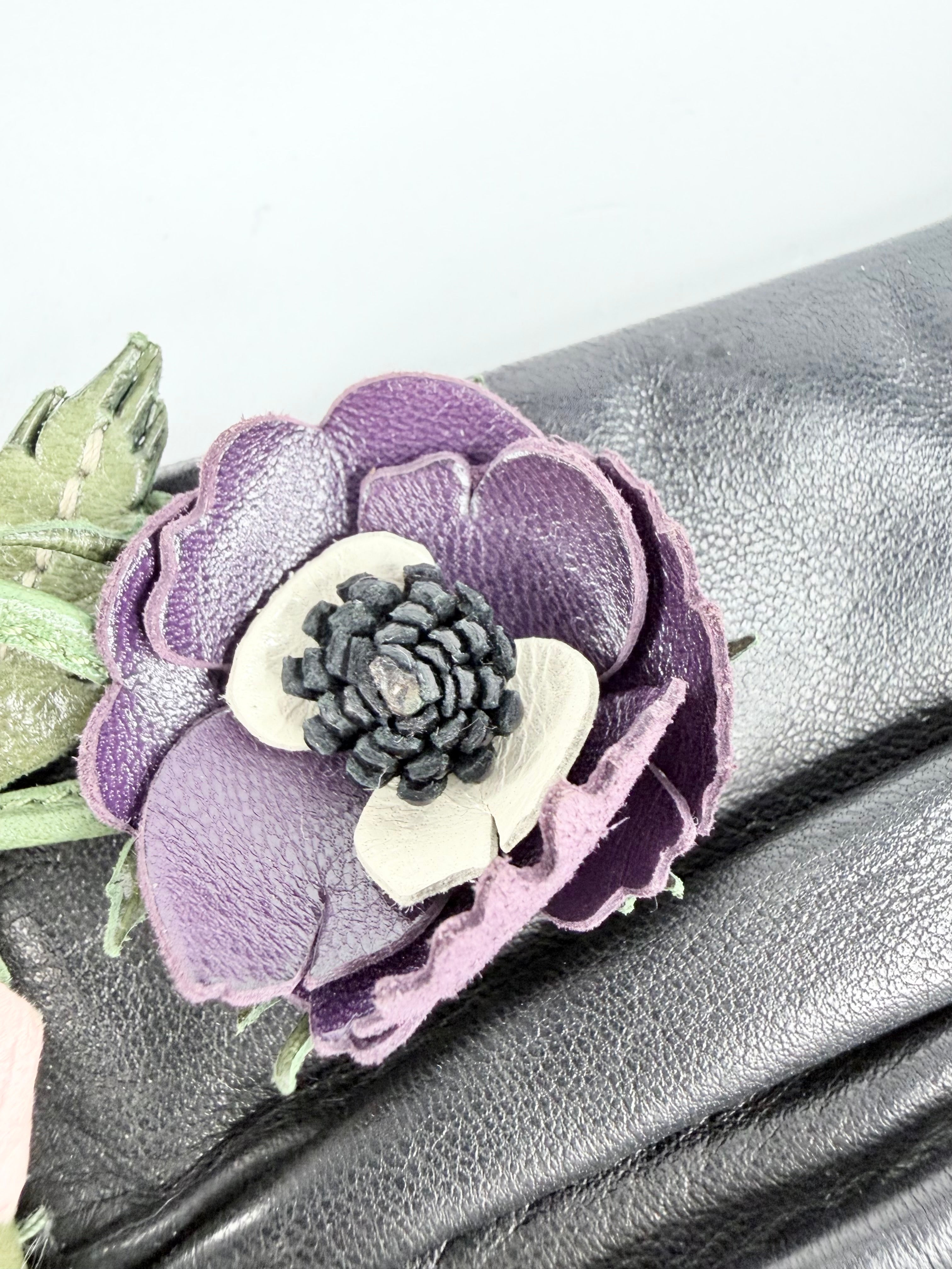 Y2K Prada Black Nappa Floral Shoulder Bag