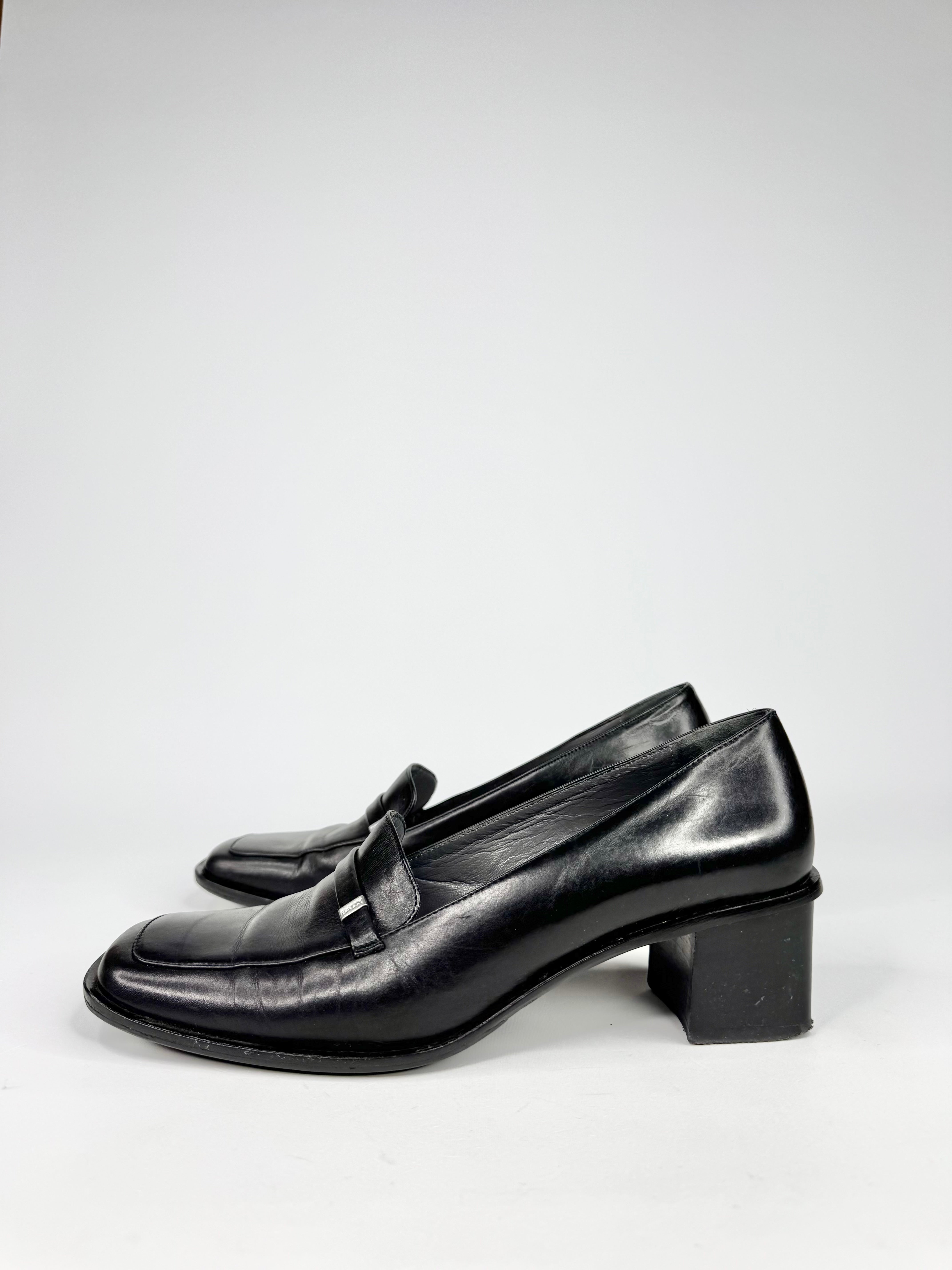 Vintage 90s Bally 'Fraoli' Black Heeled Loafers - EU40