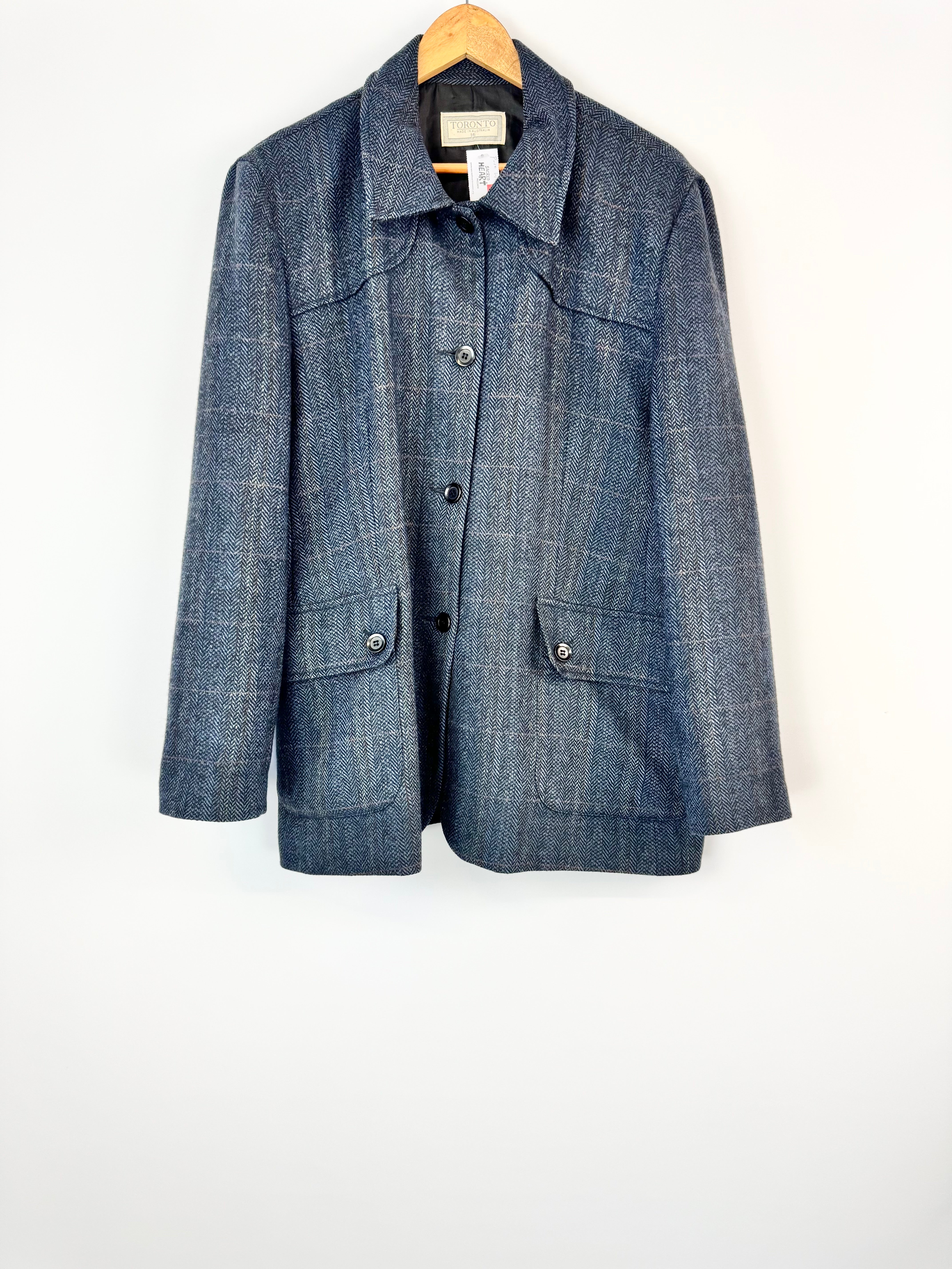 Toronto Deep Blue Herringbone Weave Jacket - AU16