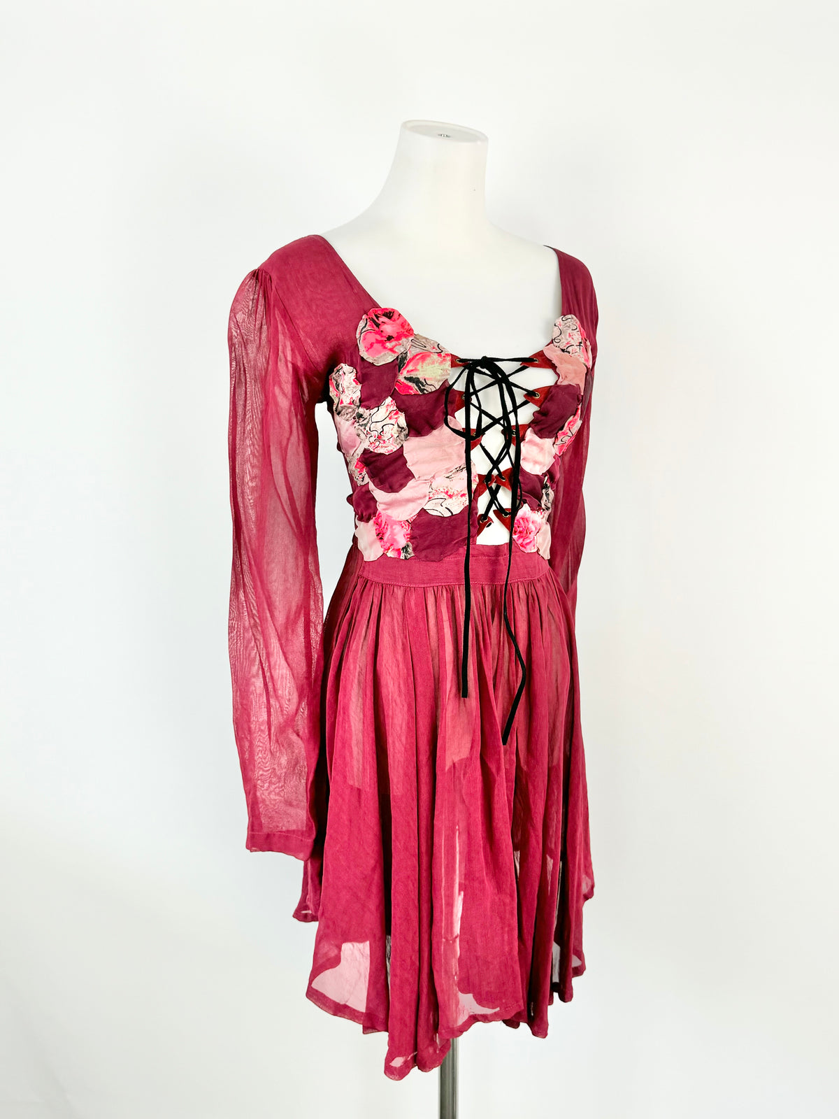 Rose Red Applique Floaty Dress - AU8