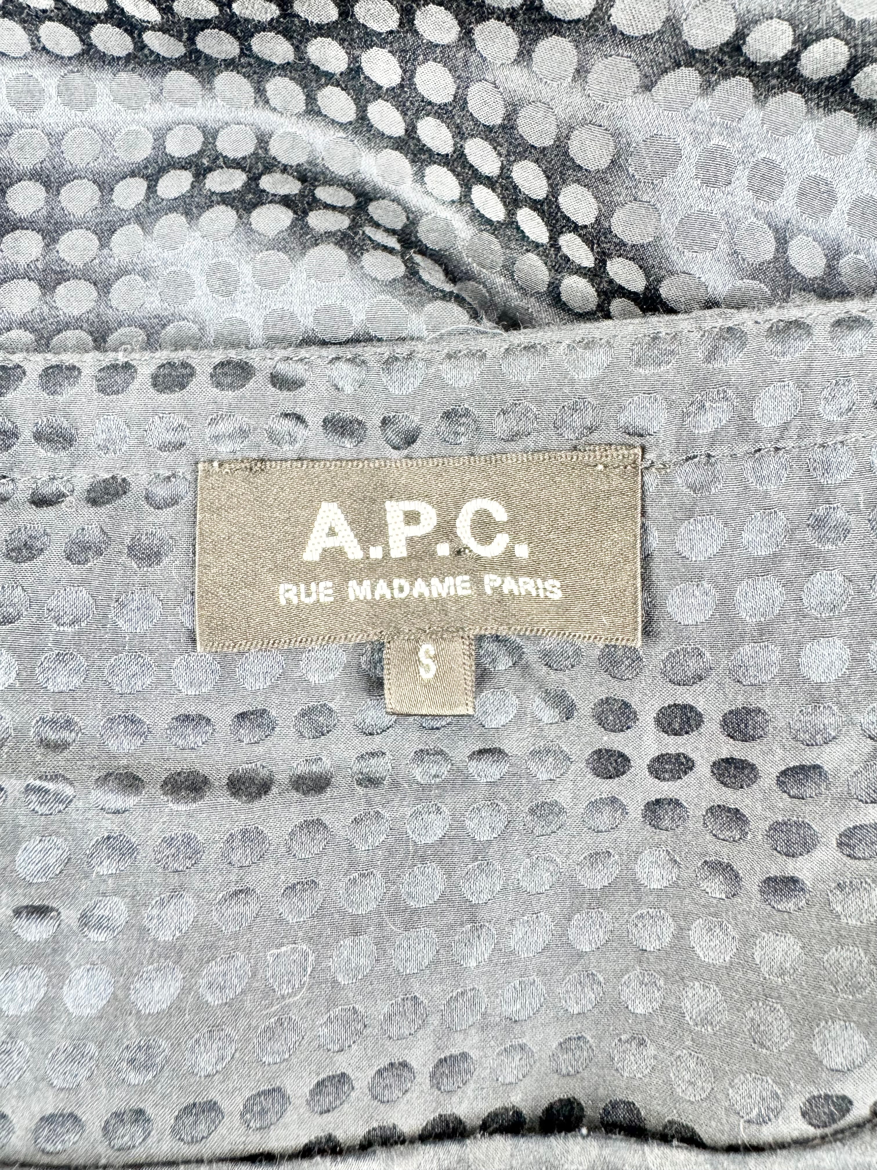 A.P.C Rue Madam Paris Blue Dot Silk & Cotton Blouse - AU8
