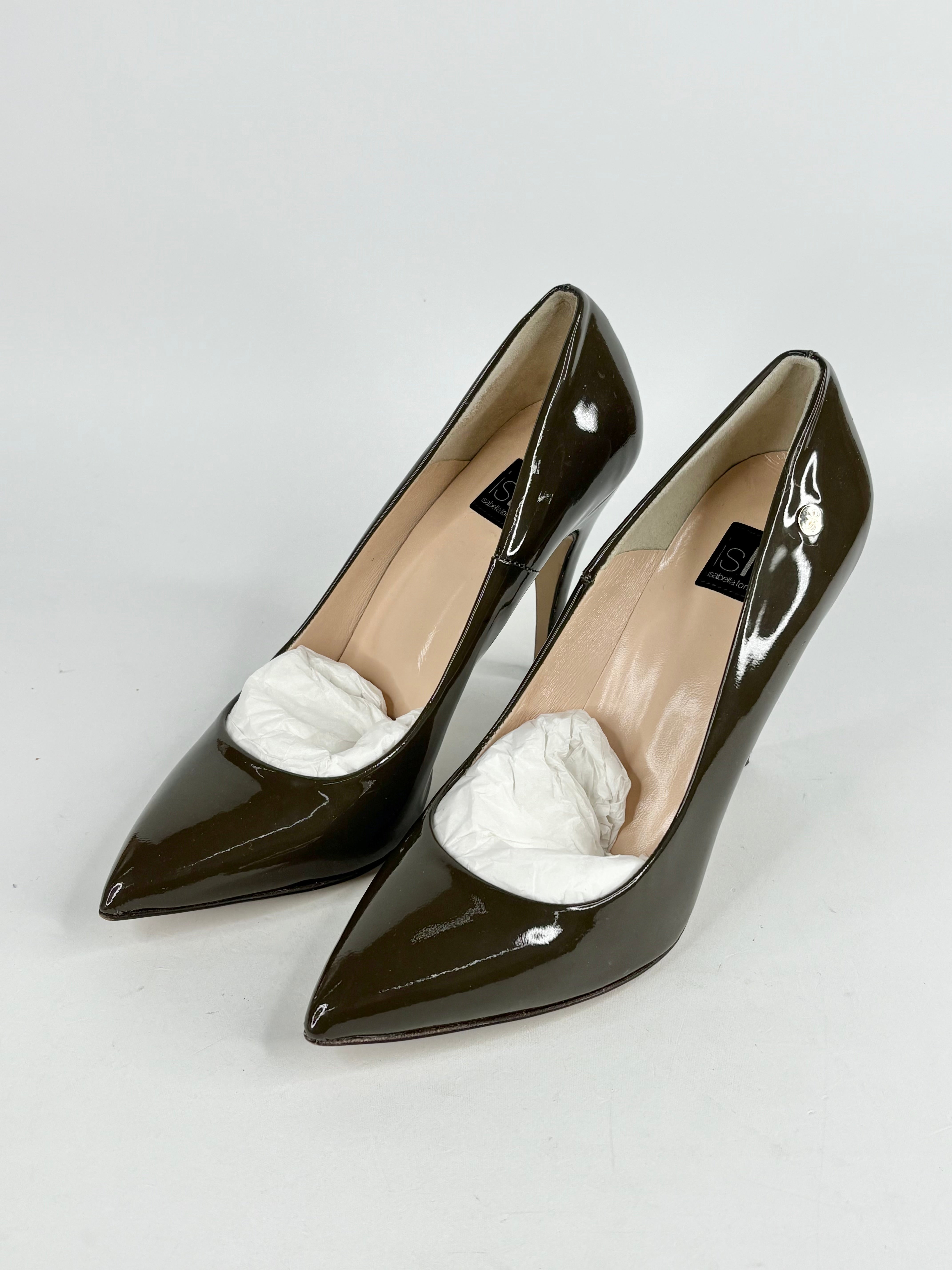 Isabella Lorusso 'Grillo' Taupe Patent Leather Pumps - EU40