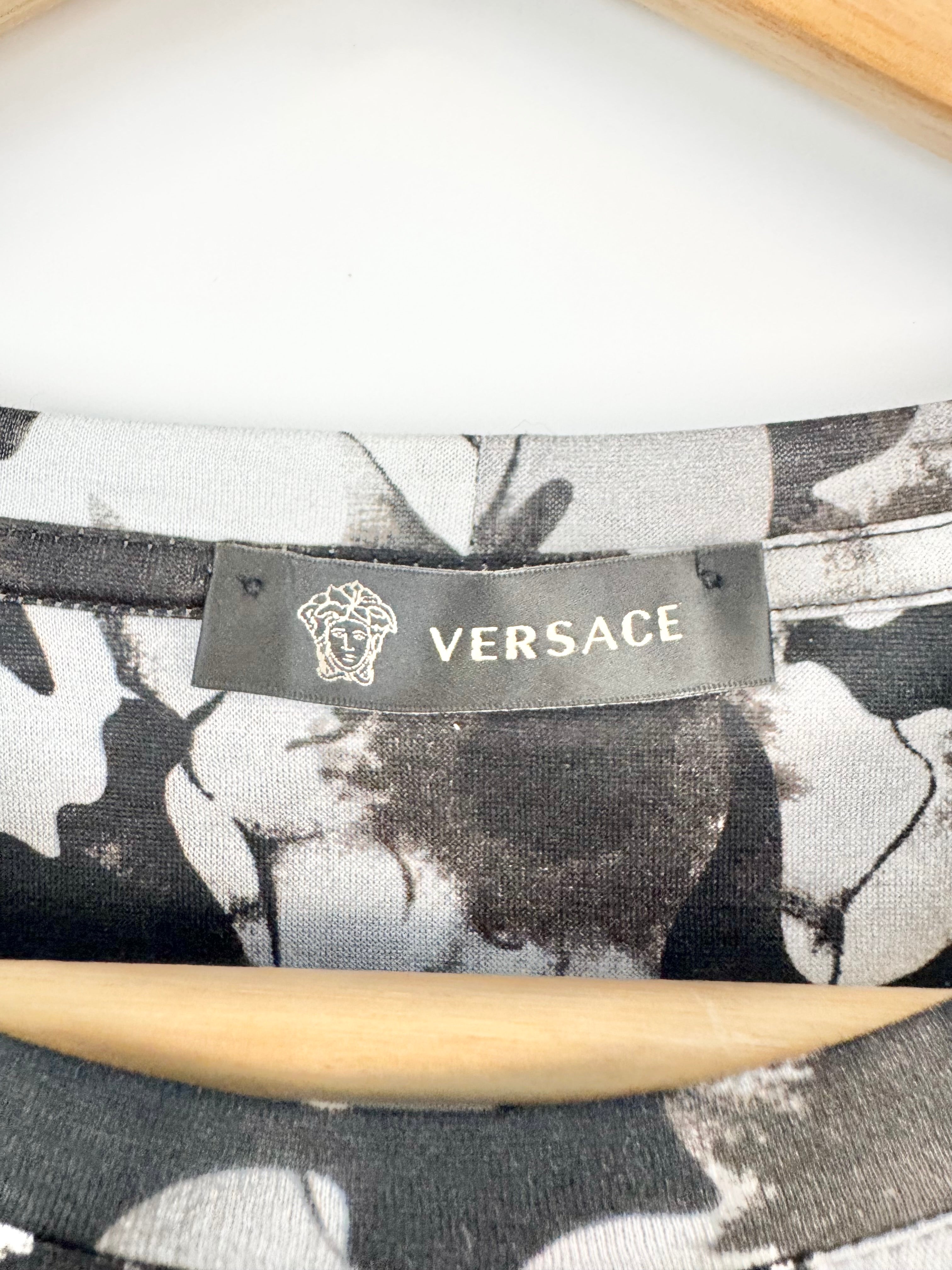 Versace Black & White 'Military Rose' Long Sleeve Top - XL